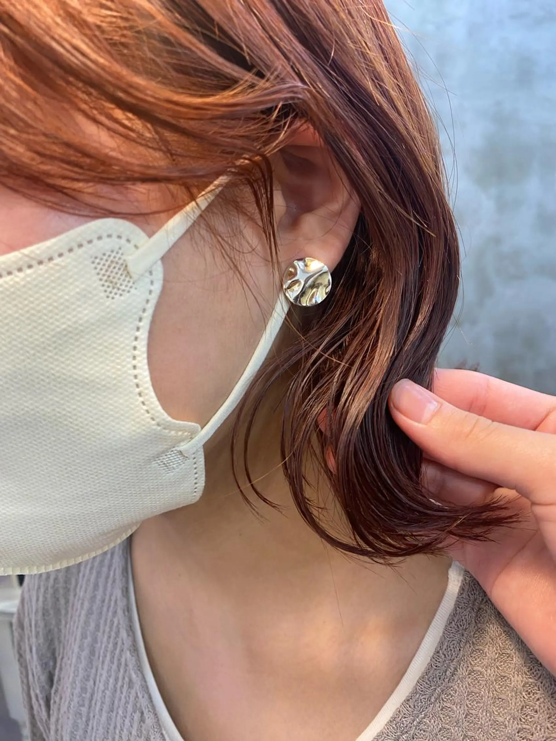 ミディアム カラー ヘアアレンジ ベージュカラー ブリーチ ダブルカラー ブリーチなしカラー オレンジ 志賀 あずみのヘアスタイル