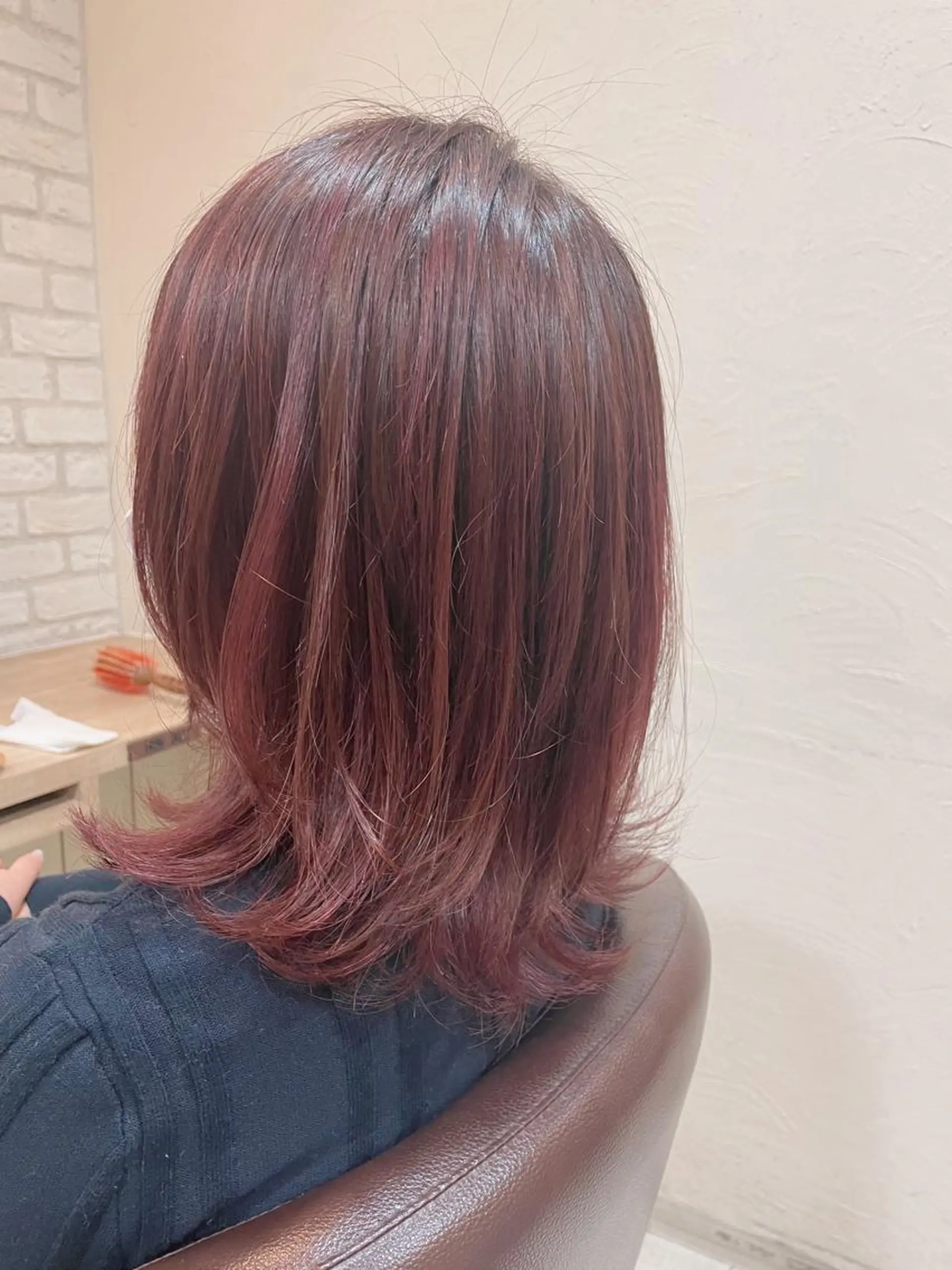 ミディアム カラー ピンクカラー カット ヘアカラー トリートメント 清水 有実子のヘアスタイル