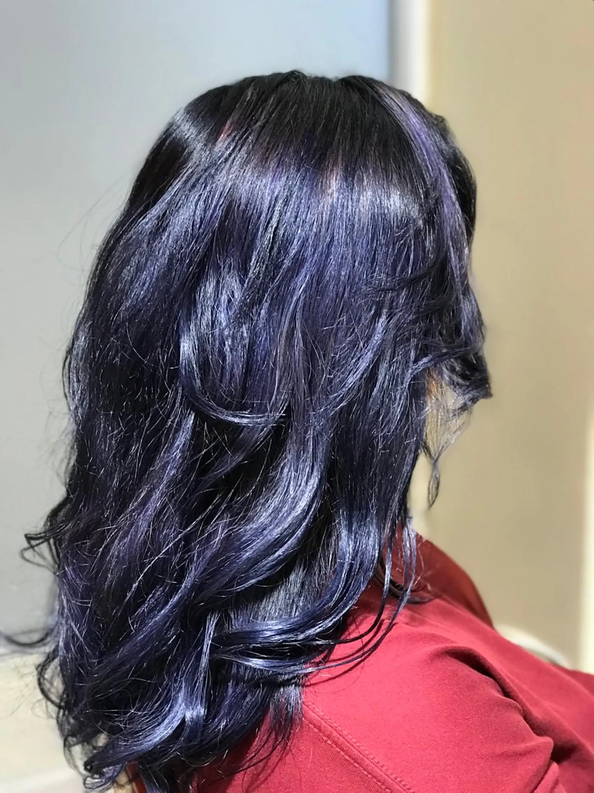 カラー 黒髪 ブルーカラー ブルーブラック 小杉輝/ショート /艶カラー✨のヘアスタイル