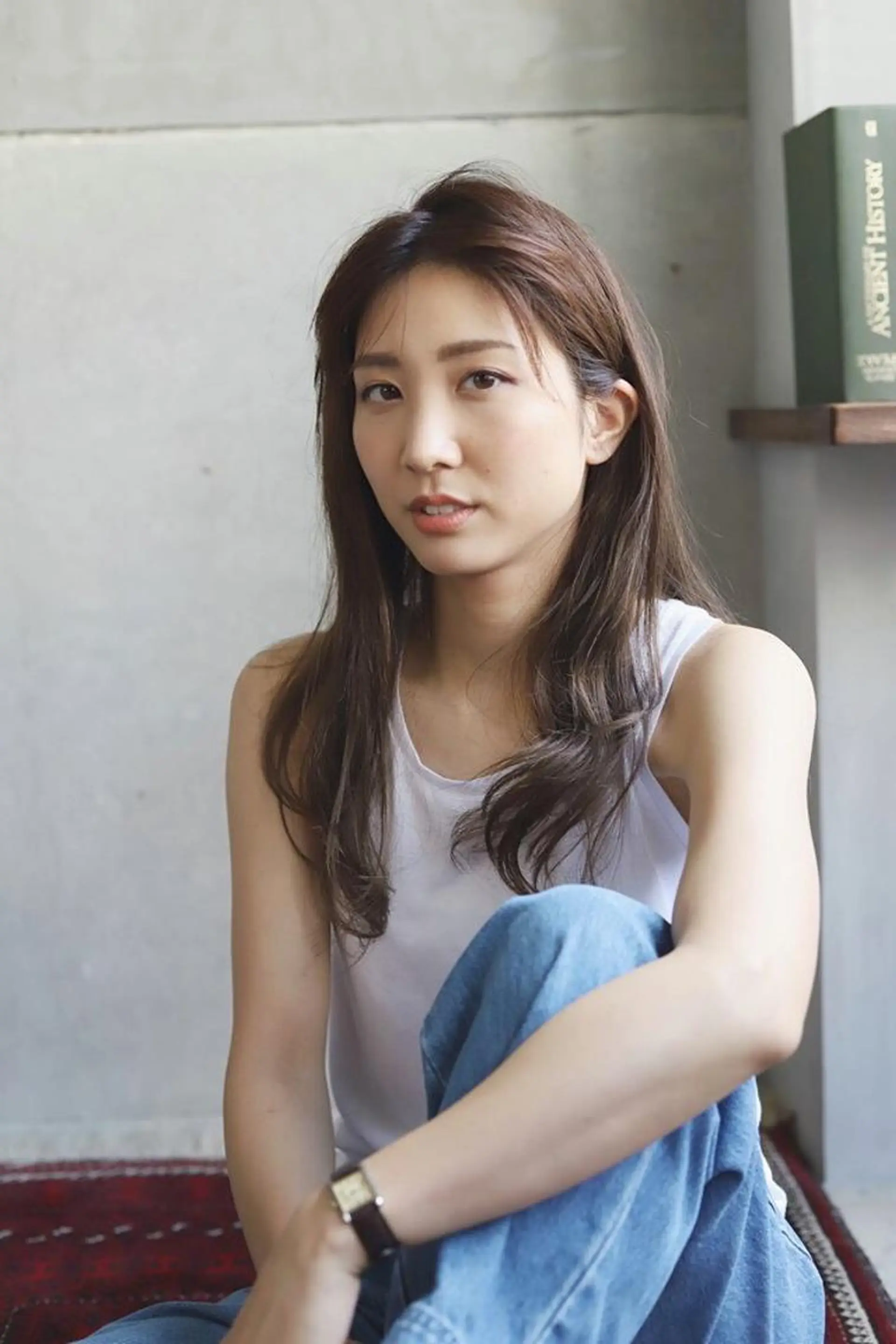 ロング かきあげバング シースルーバング カット ヘアカラー トリートメント さの あやねのヘアスタイル