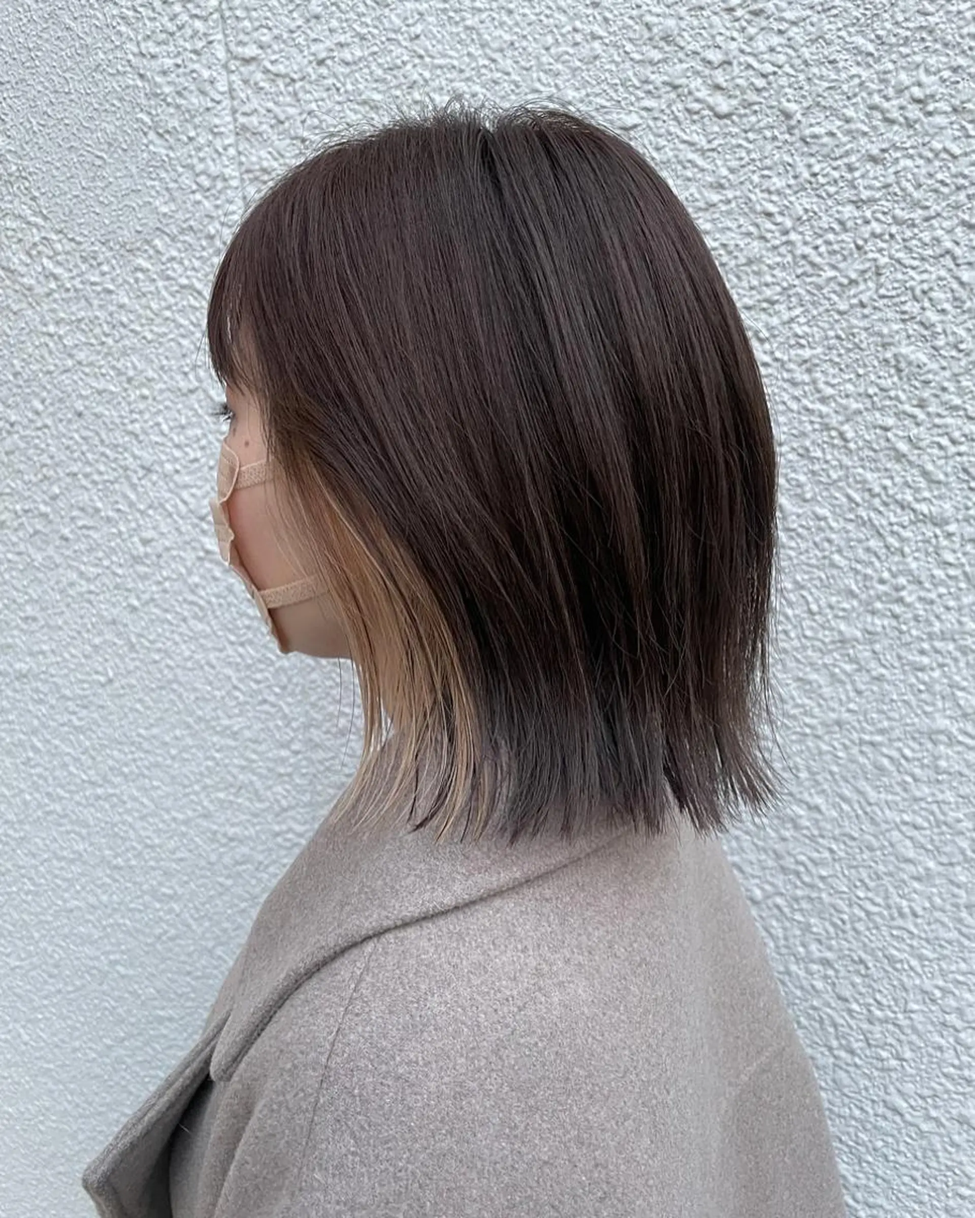 ミディアム カラー 切りっぱなしボブ イヤリングカラー ボブ 五十嵐 雄毅のヘアスタイル