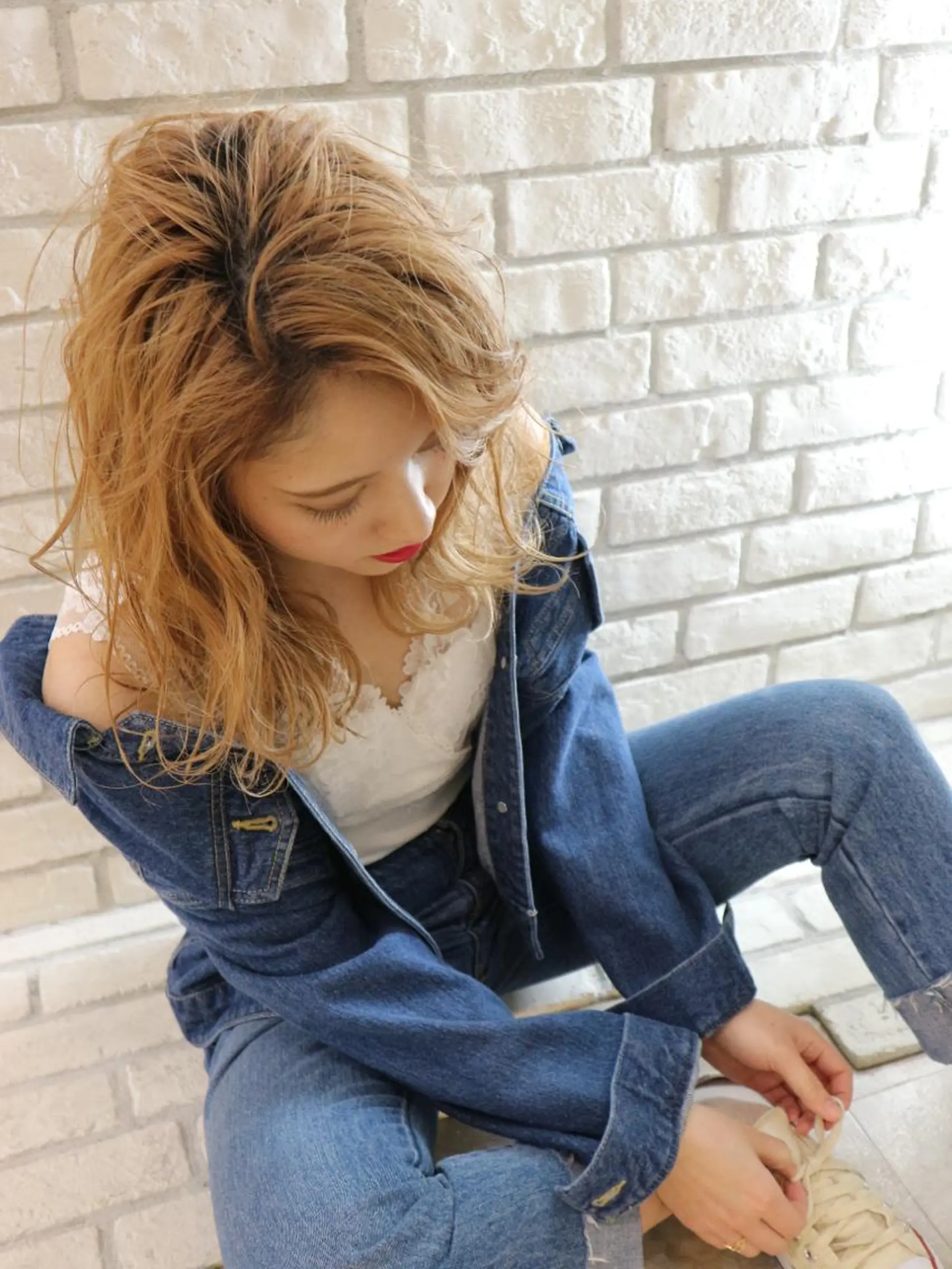 セミロング 東風上 亮介のヘアスタイル