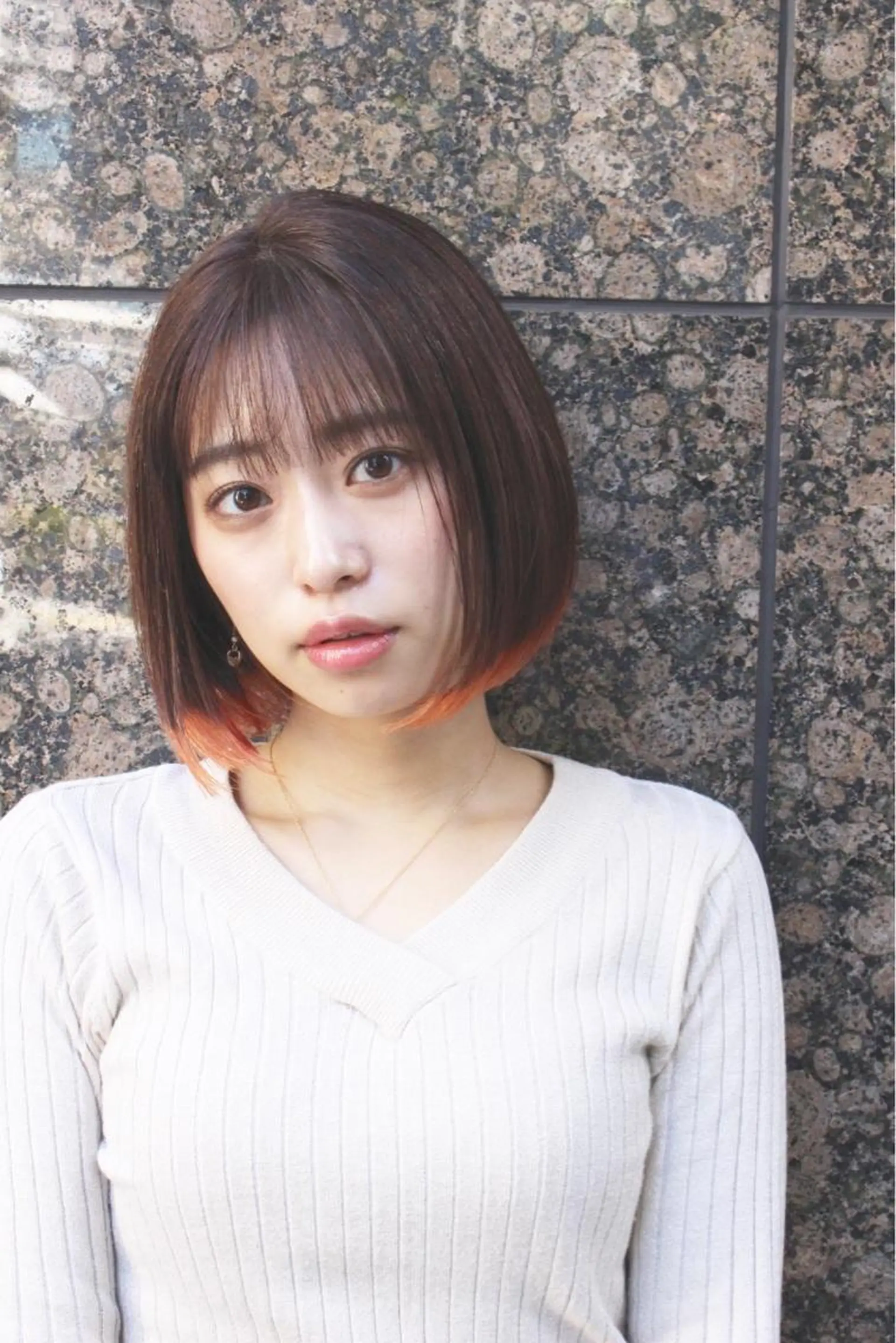 ショート カラー パーマ ヘアアレンジ ワンレンボブ ボブ 徳永 大樹のヘアスタイル