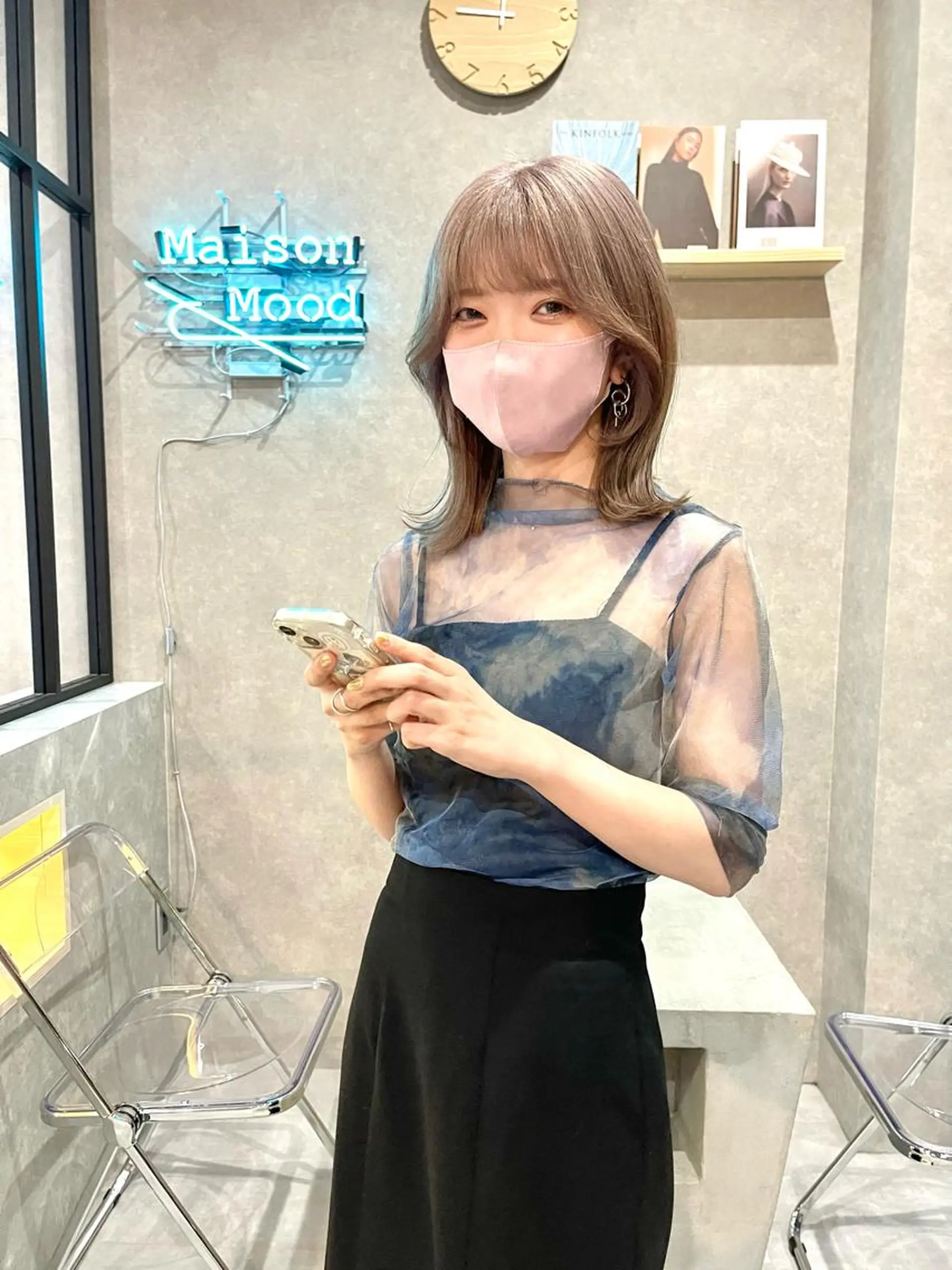 ミディアム カラー カット ヘアカラー トリートメント 一ノ瀬 暁のヘアスタイル