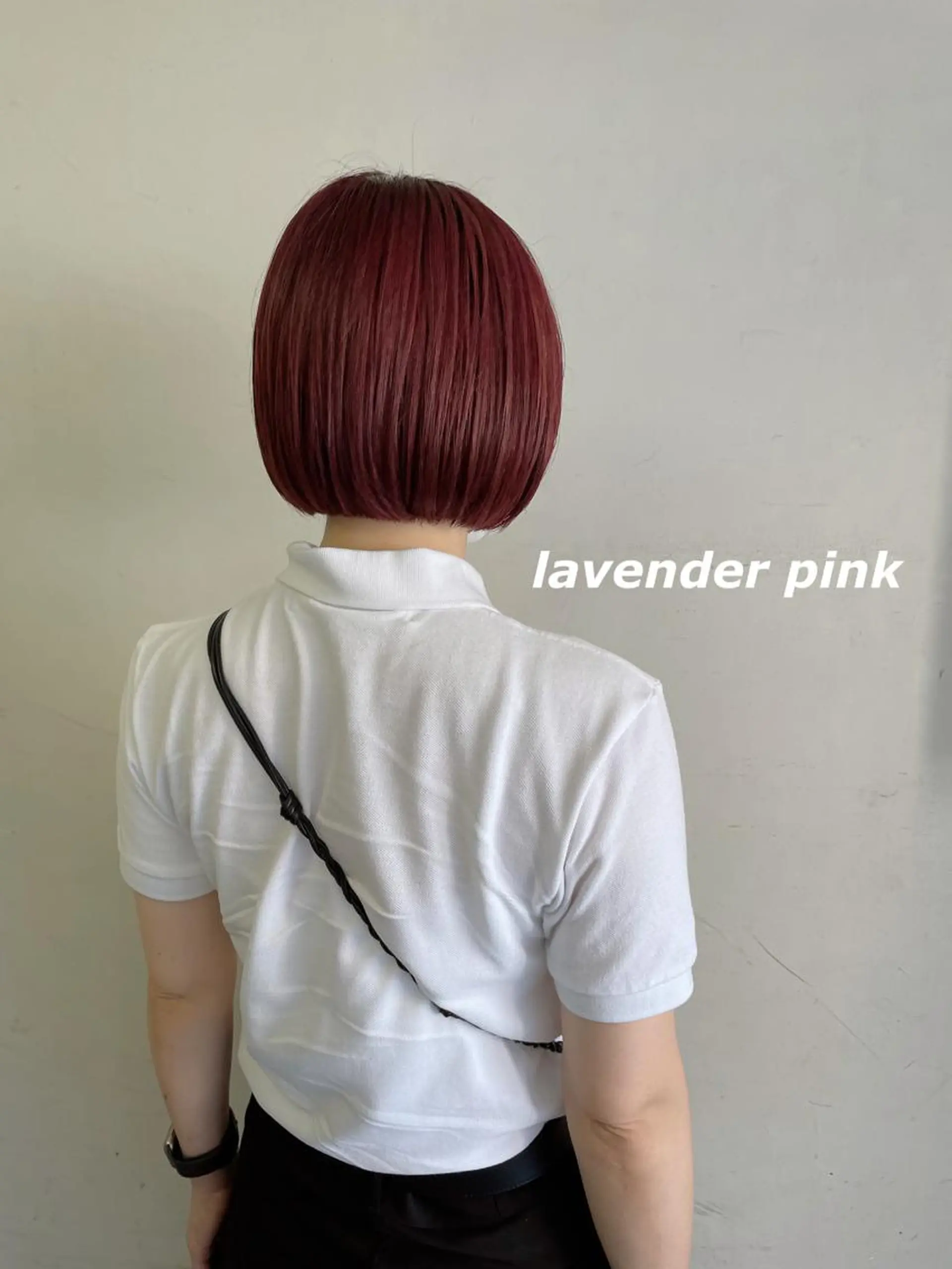 ミディアム カラー ラベンダーカラー ラベンダーピンク ピンクカラー 切りっぱなしボブ ソノキユウカのヘアスタイル