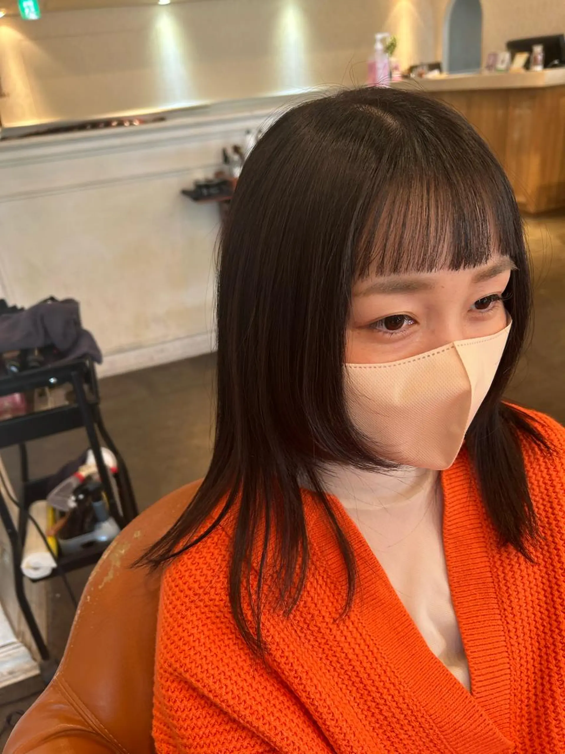 セミロング 顔まわりレイヤー 顔周りカット レイヤーカット カット アレンジ/新宿 透明感カラー/ヤノのヘアスタイル