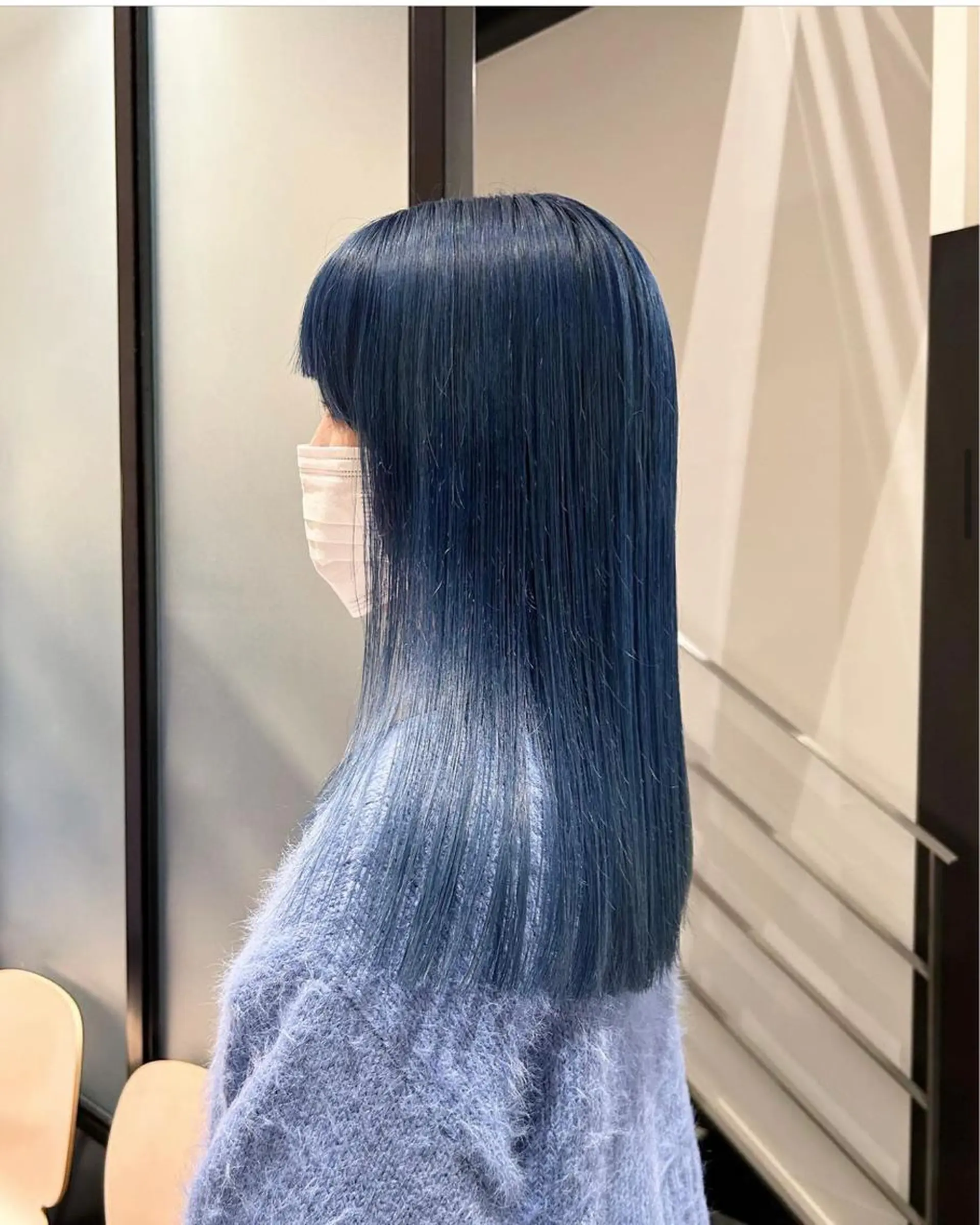 セミロング カラー パーマ ヘアアレンジ メンズ キッズ 黒髪 ブルーカラー ブルーブラック ネイビーカラー ピンクカラー カット ヘアカラー stylist 🌸 kana.のヘアスタイル