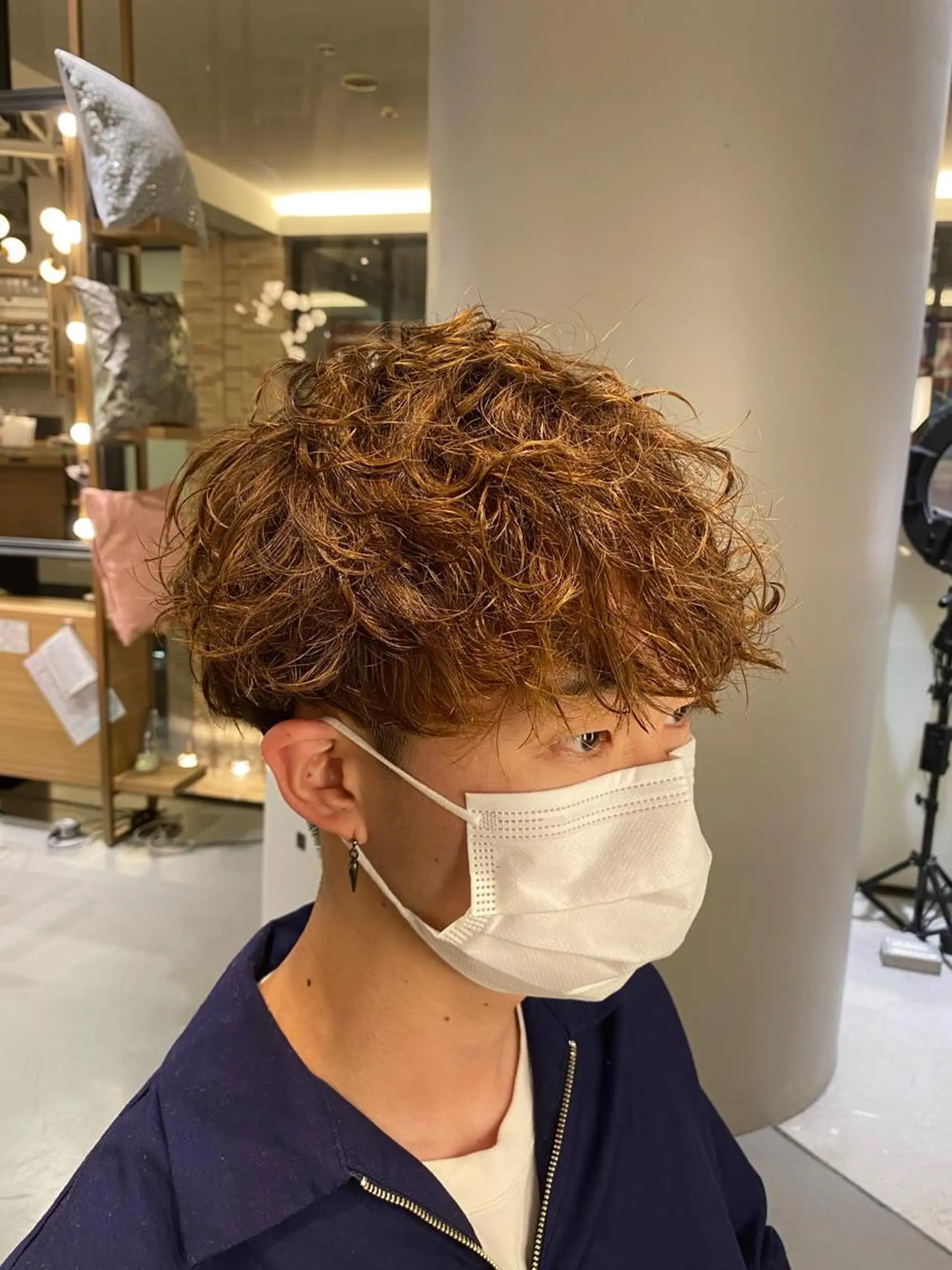 ショート カラー パーマ メンズ カット ヘアカラー パーマ 梅田茶屋町メンズ 専門美容師 山元一平のヘアスタイル