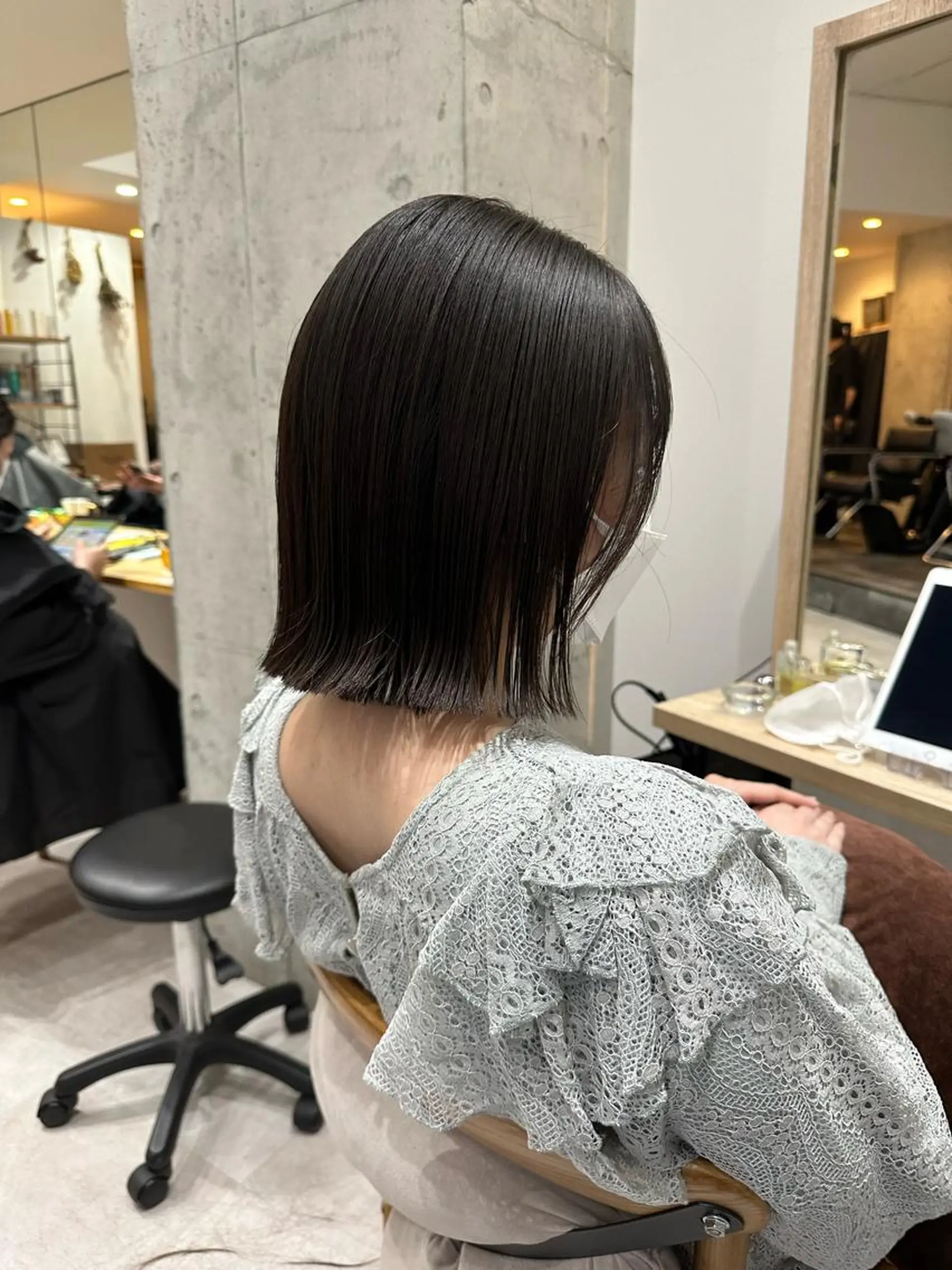 ショート 切りっぱなしボブ ボブ ヘアカラー トリートメント ✨透明感カラー/縮毛 恵比寿HAYATO✨のヘアスタイル