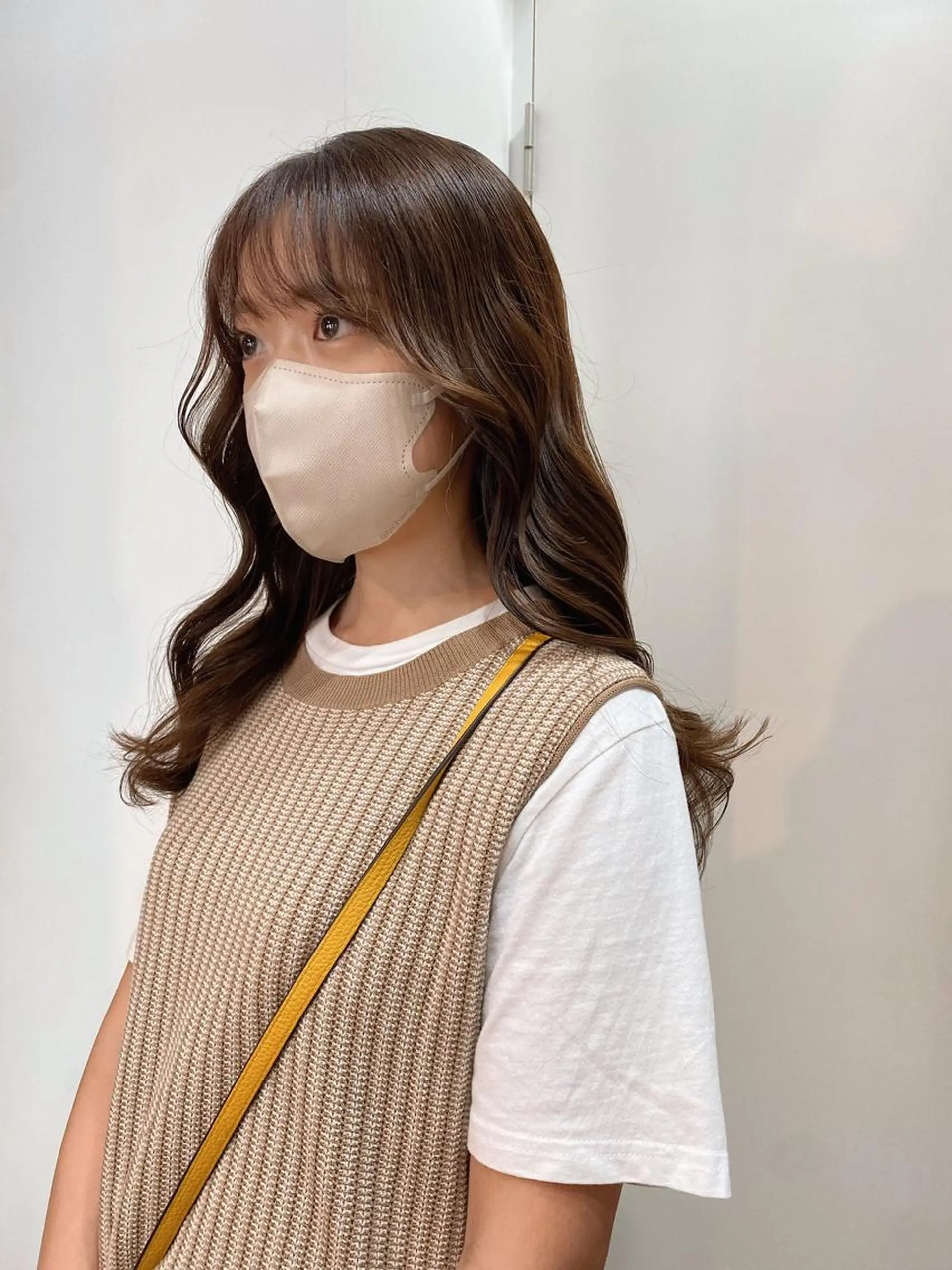 セミロング カラー ベージュカラー オリーブベージュ 韓国風ヘア ブリーチなしカラー/ 髪質改善/寺門束のヘアスタイル