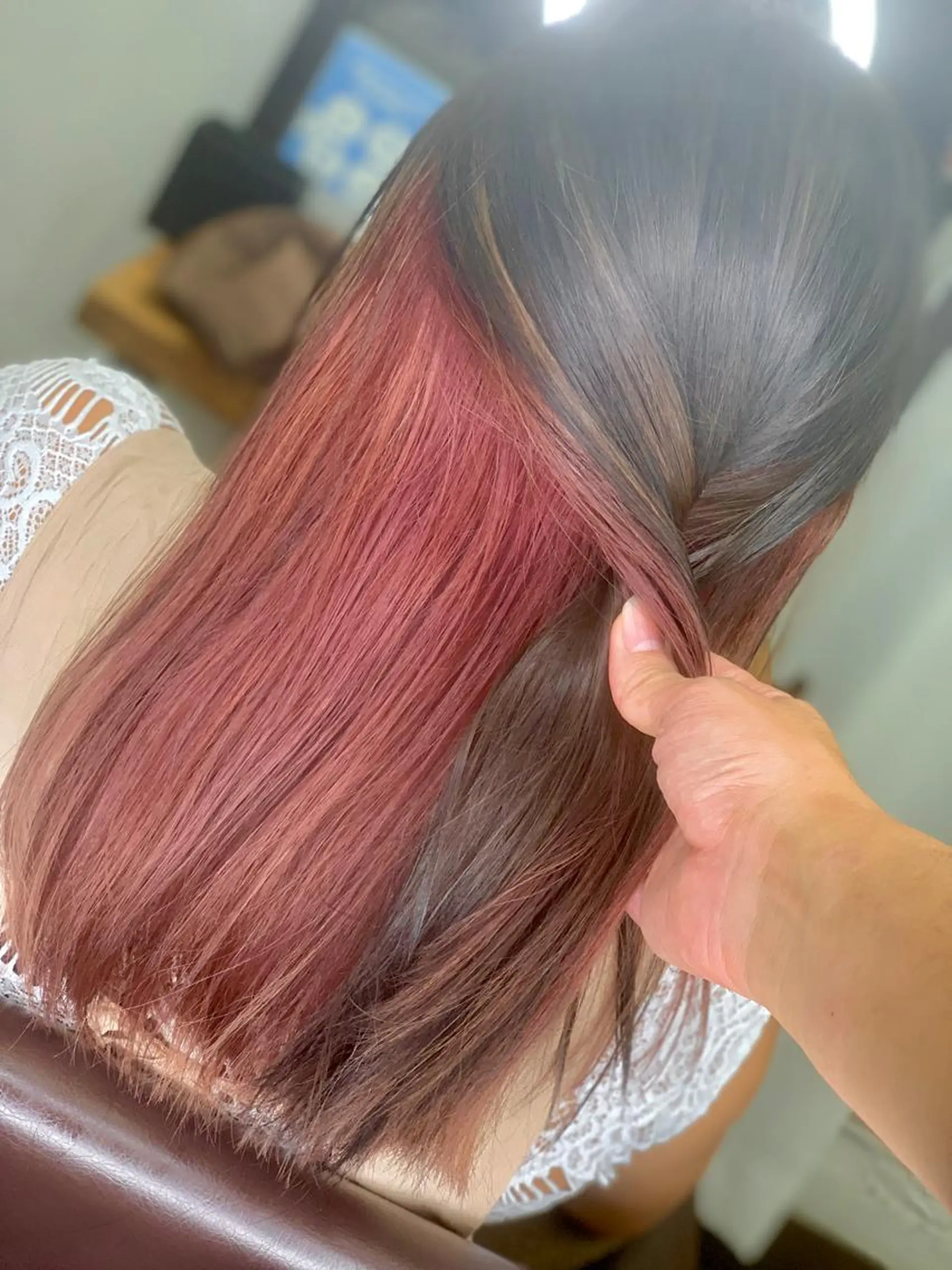 ミディアム ヘアカラー ブリーチ毛に縮毛矯正 ✨カラー✨山田 正幸のヘアスタイル