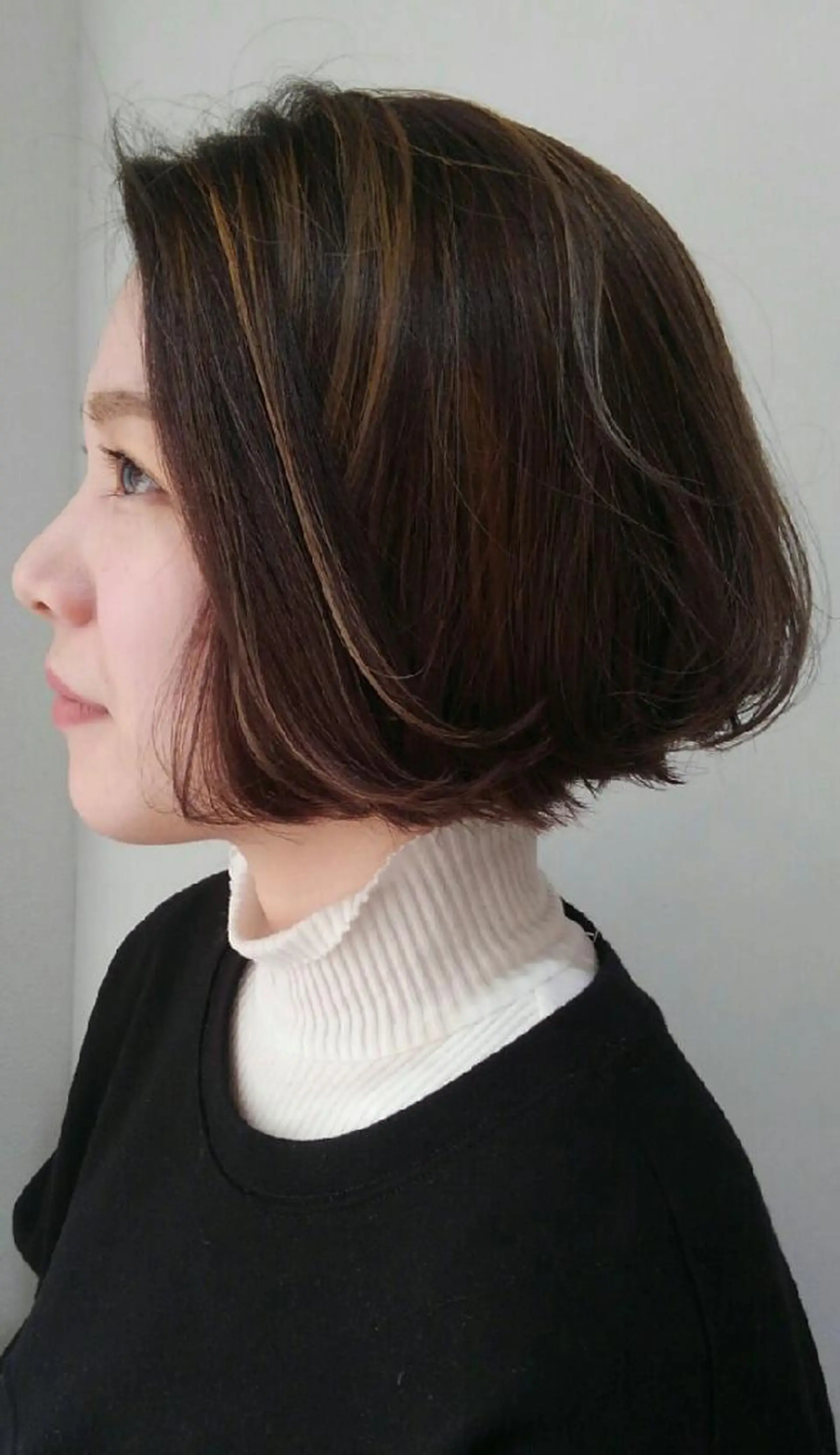 ミディアム カラー ハイライトカラー ボブ ハイライト 中村 幸美のヘアスタイル