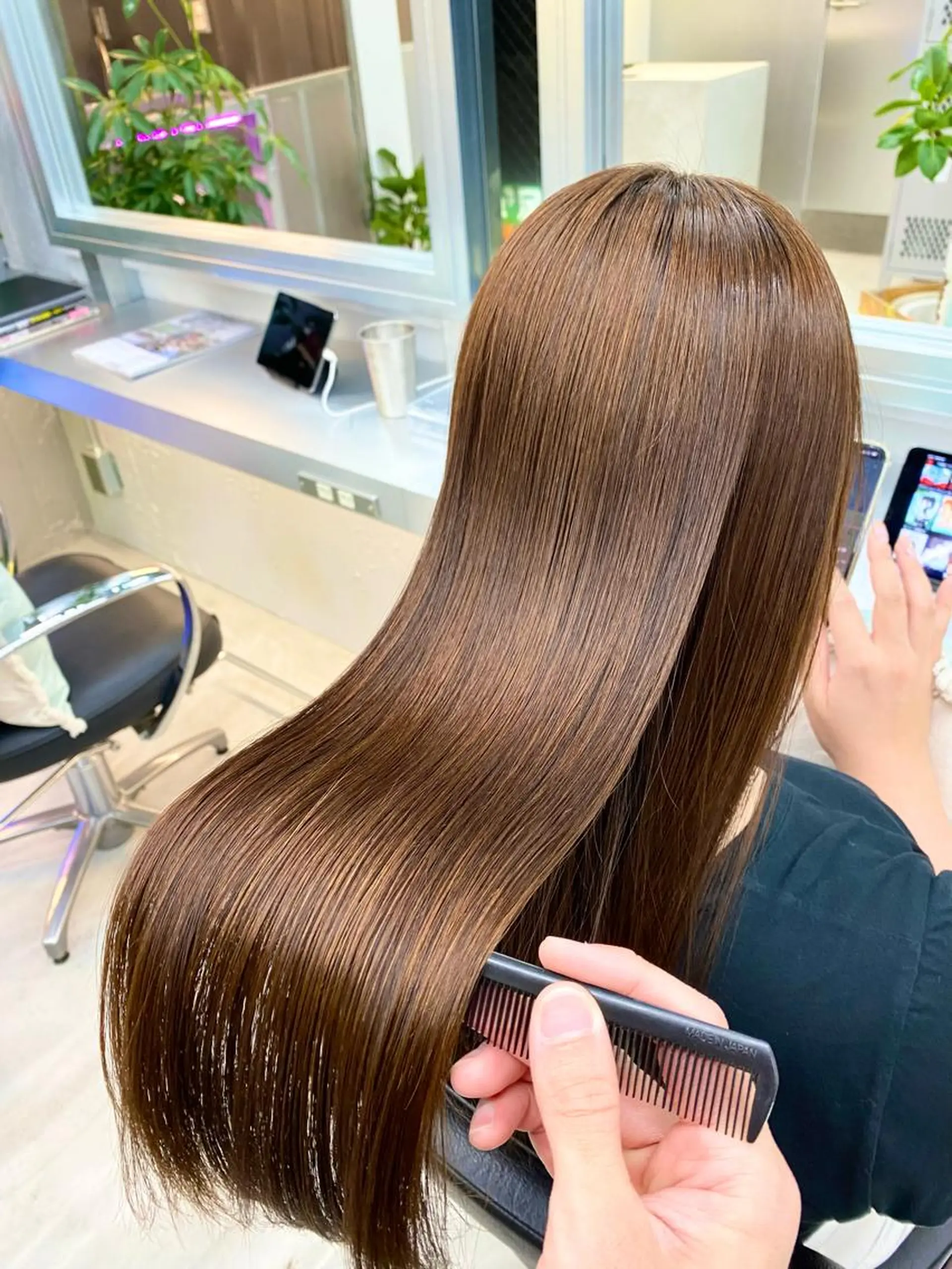 ロング パーマ 伸ばしかけ 縮毛矯正 酸性ストレート ストレートパーマ 縮毛矯正 艶髪と透明感を ‼️/若林のヘアスタイル