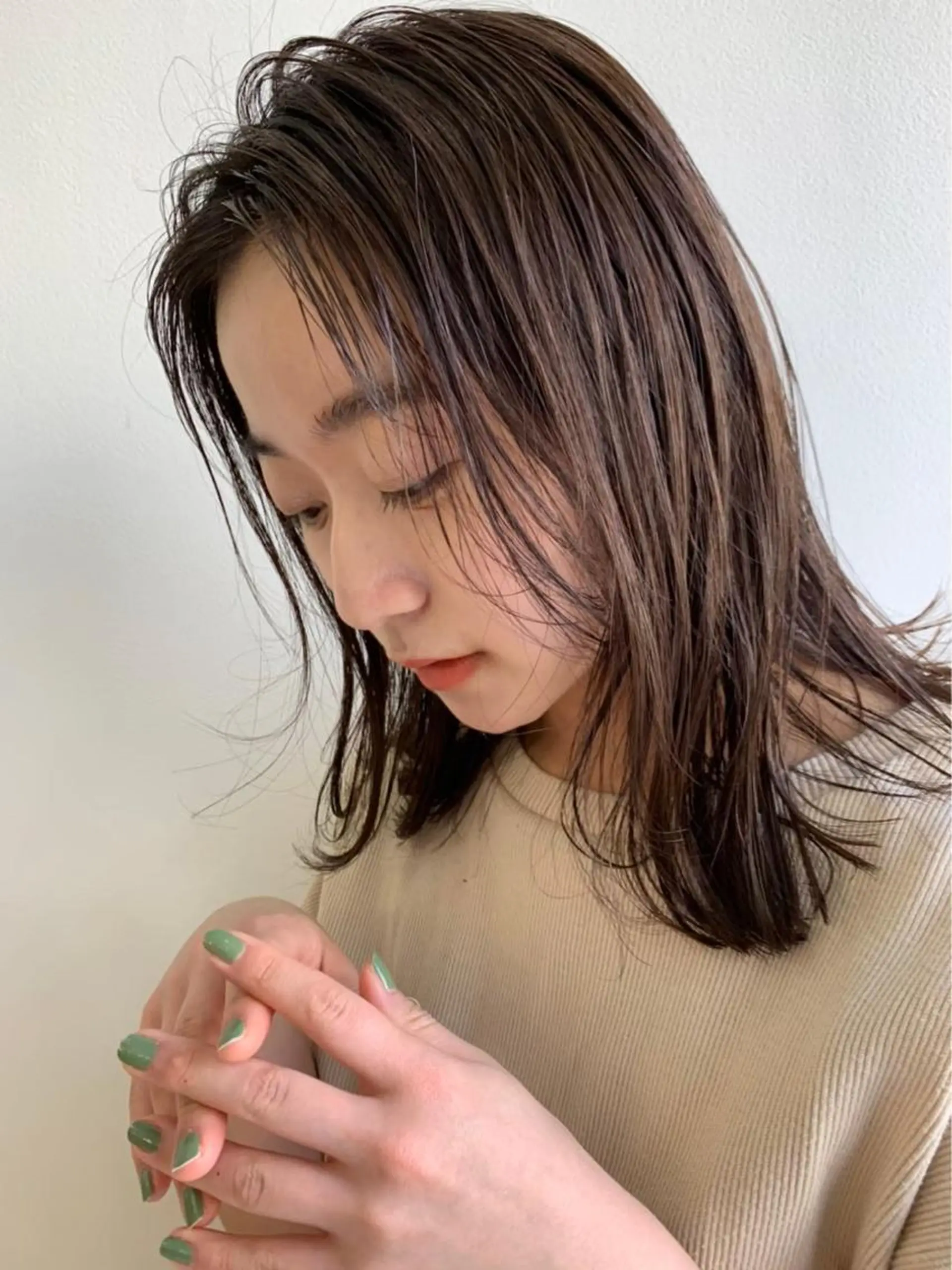 セミロング カラー カット ヘアカラー トリートメント nishido ハイライト/パーマのヘアスタイル