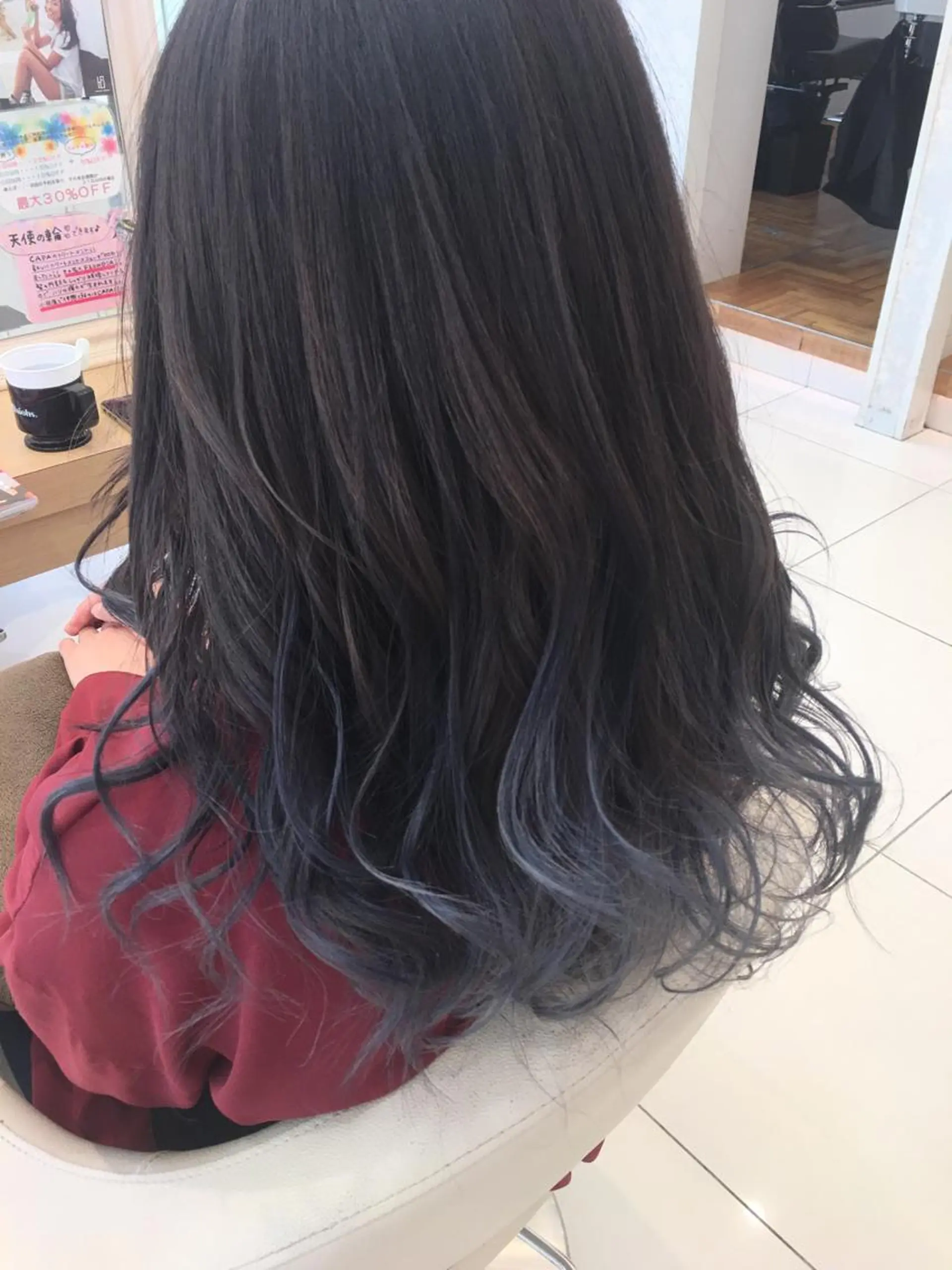 セミロング カラー ブルーカラー ブルーグレー ブルーグレージュ グレージュ 小田原NO1 美容師 飯田飛翔のヘアスタイル