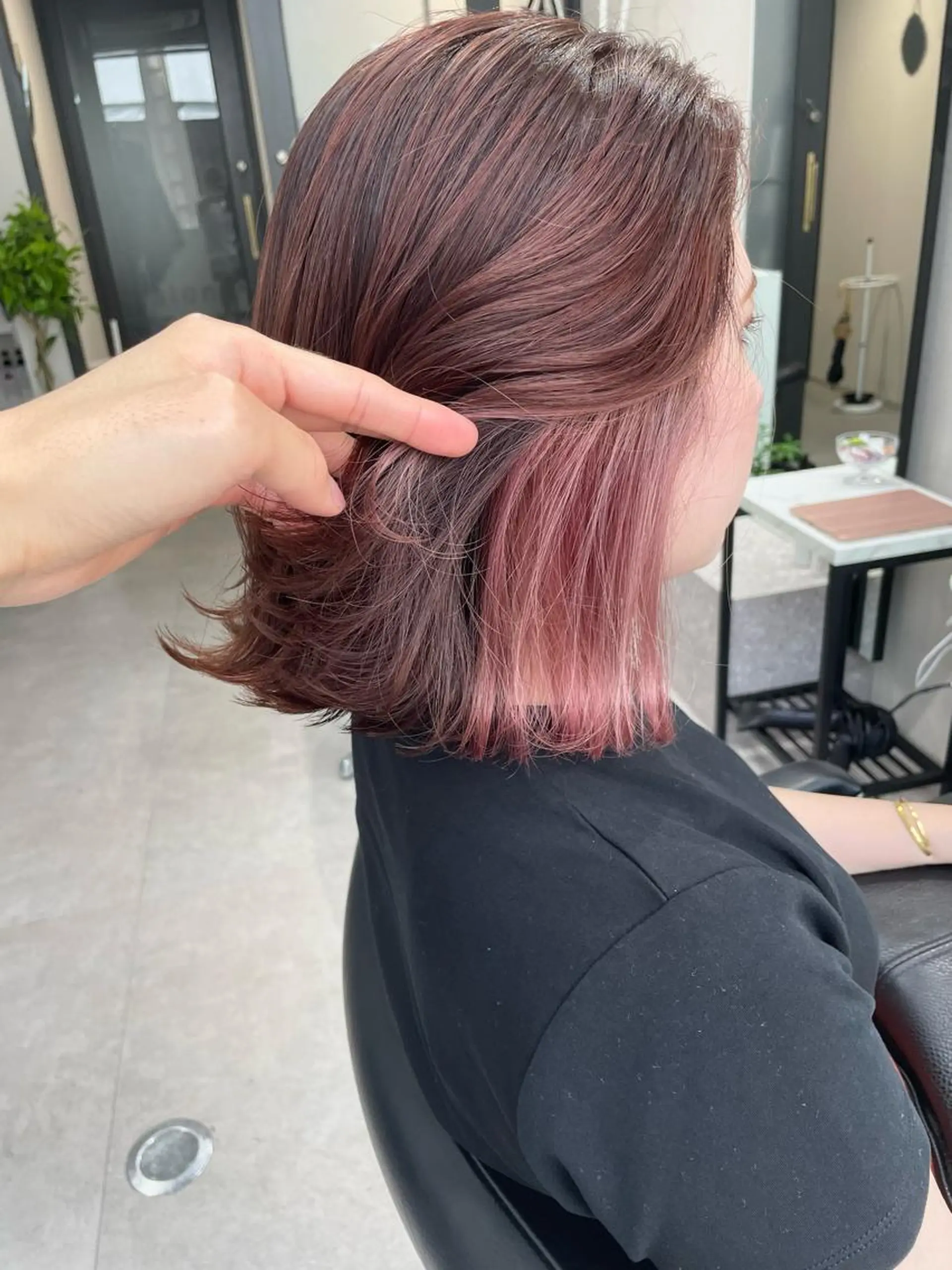 ミディアム カラー ヘアカラー トリートメント 髪質改善will hairdesignのヘアスタイル