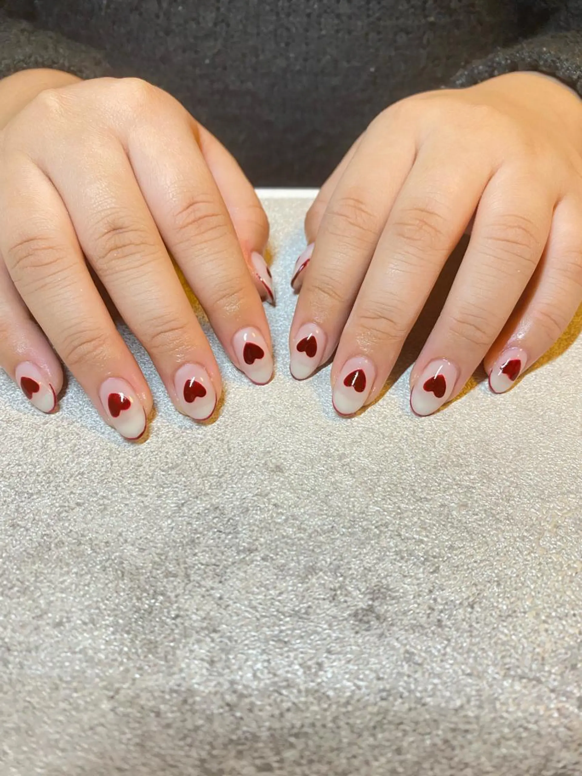 ネイル フレンチネイル ハート バレンタイン ハンドネイル LIll nailのネイルデザイン