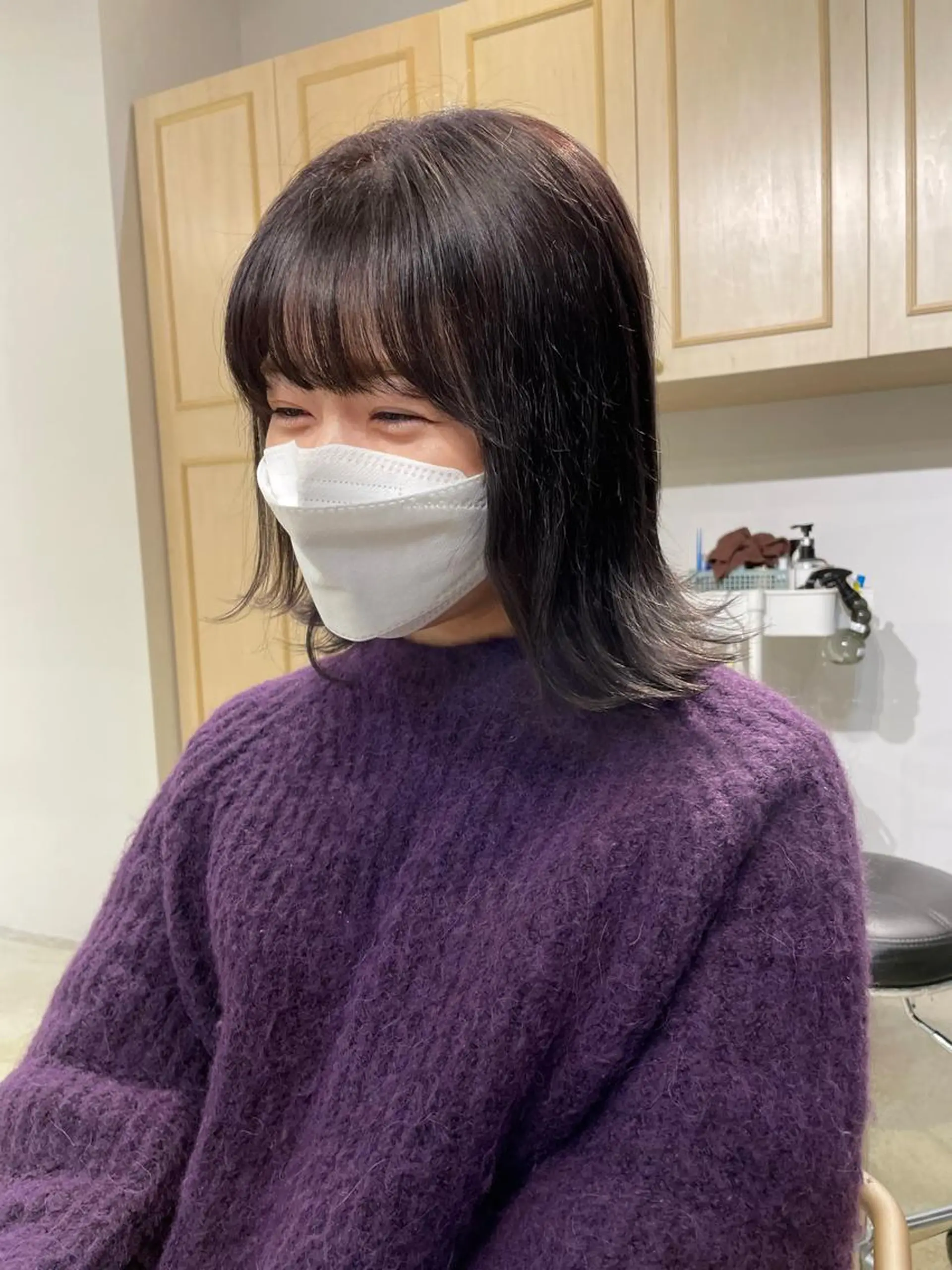 ミディアム カラー ハイトーンレイヤー 顔まわりSOTAのヘアスタイル