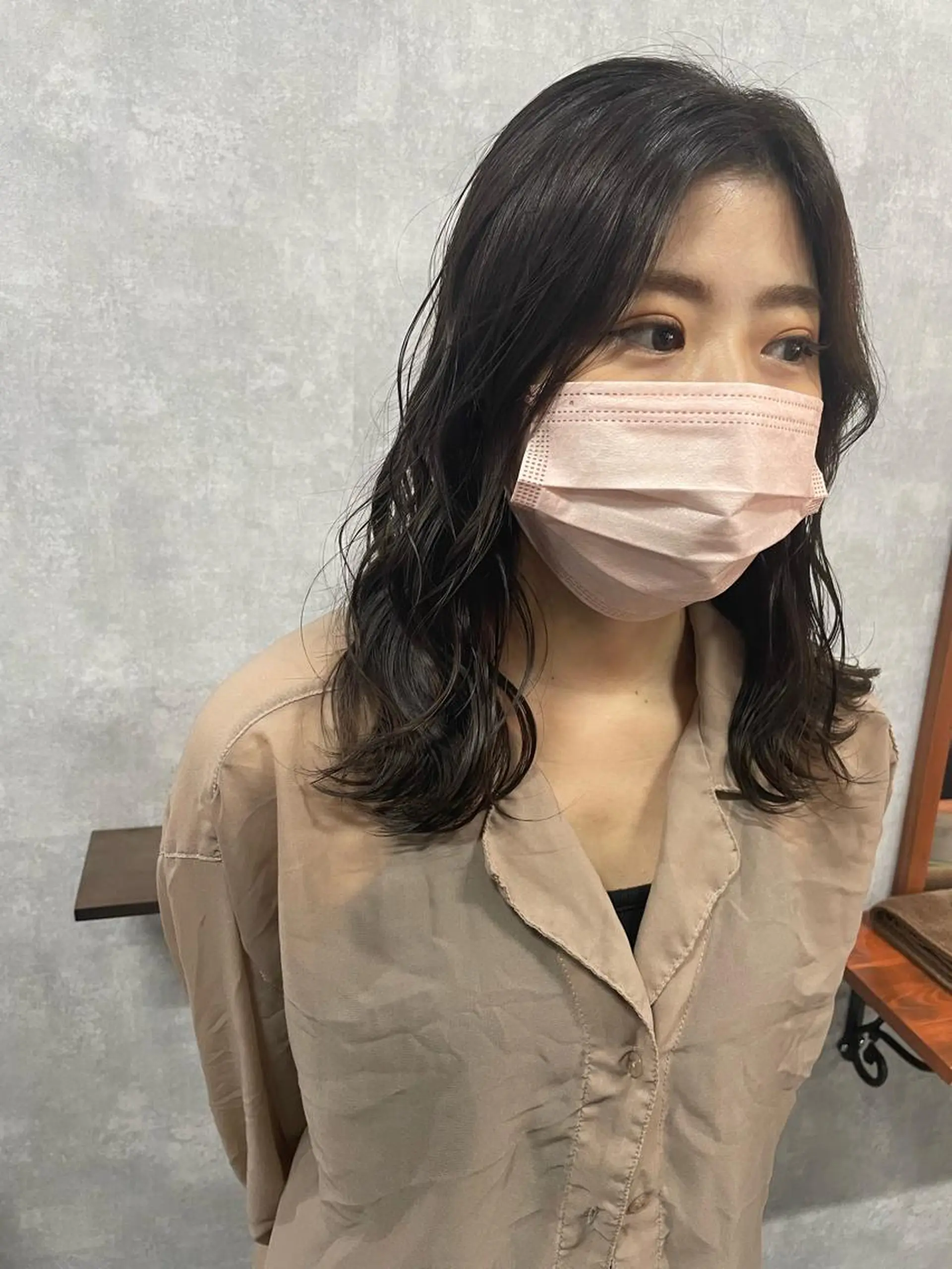 セミロング 切りっぱなしボブ ショートボブ セミロングパーマ アッシュ ミストバング モテ髪/ボブ/ショー ト/アダチフウトのヘアスタイル