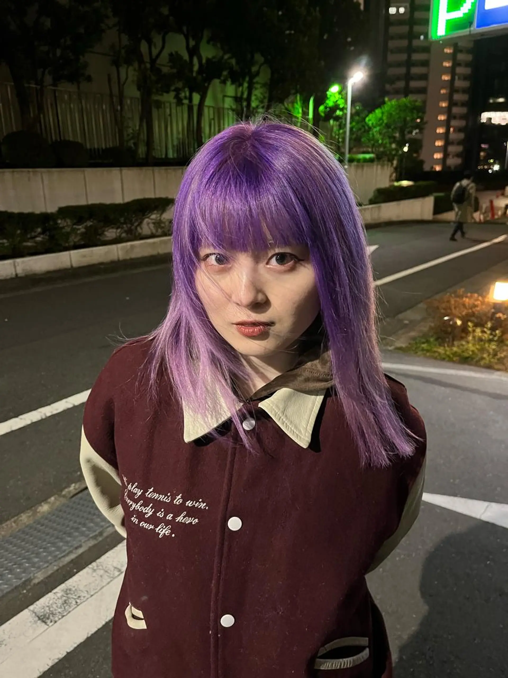 セミロング カラー ピンクカラー ホワイトピンク カット ヘアカラー 末崎 聖子のヘアスタイル