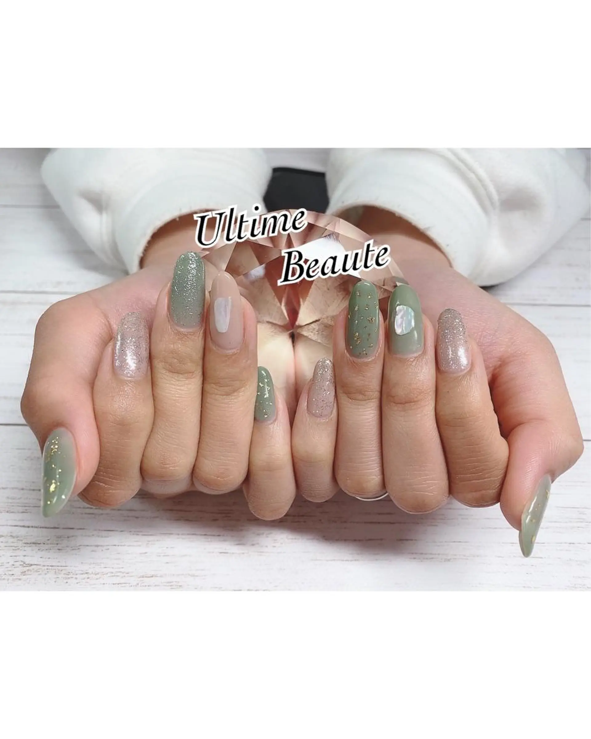 ネイル グリーン ラメ(グリッター) 石塚 亜矢加のネイルデザイン