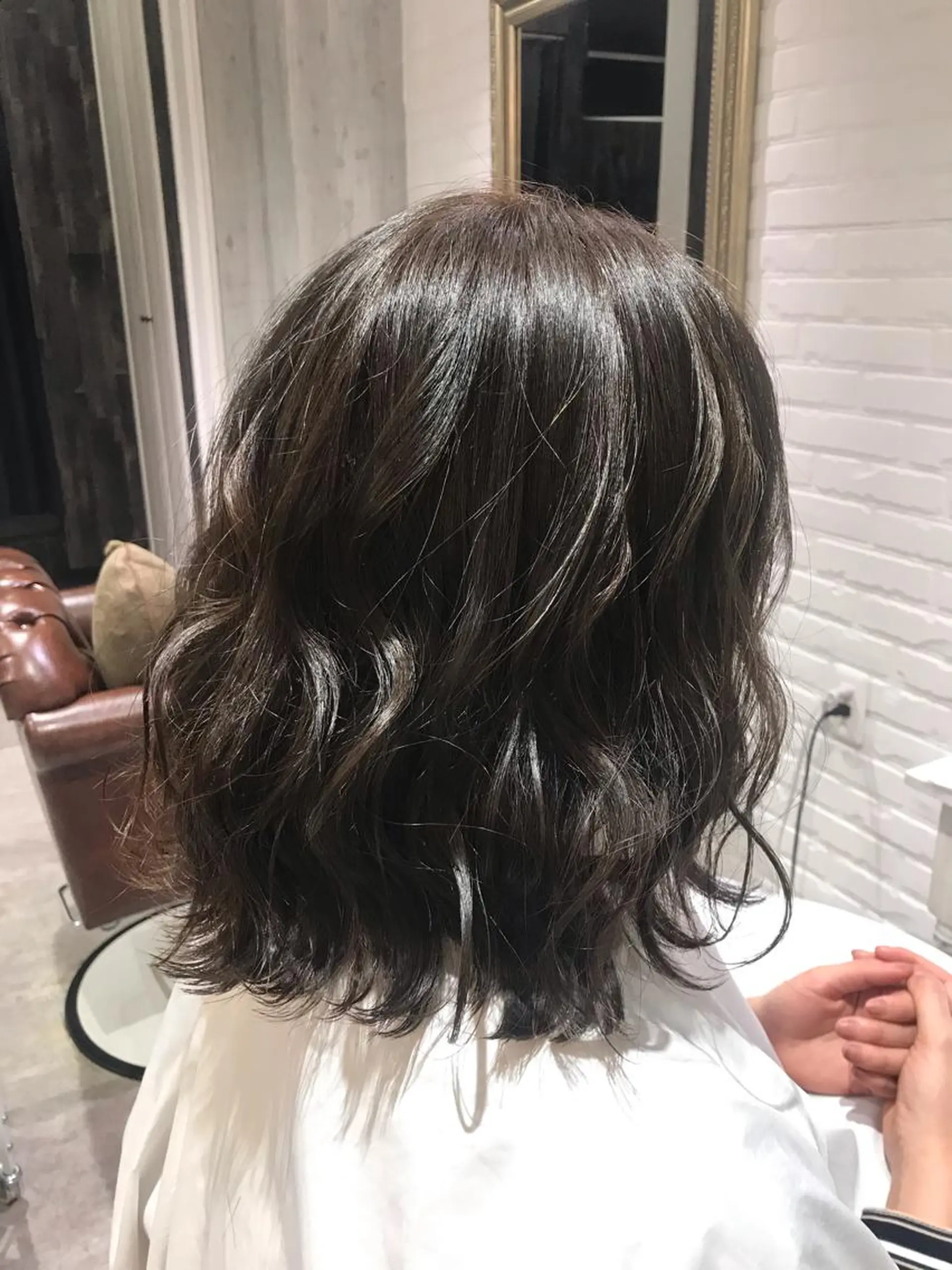 ミディアム カラー アッシュ ブルーカラー ブルーアッシュ ボブ 外ハネヘア Renatus店長 金子裕美のヘアスタイル