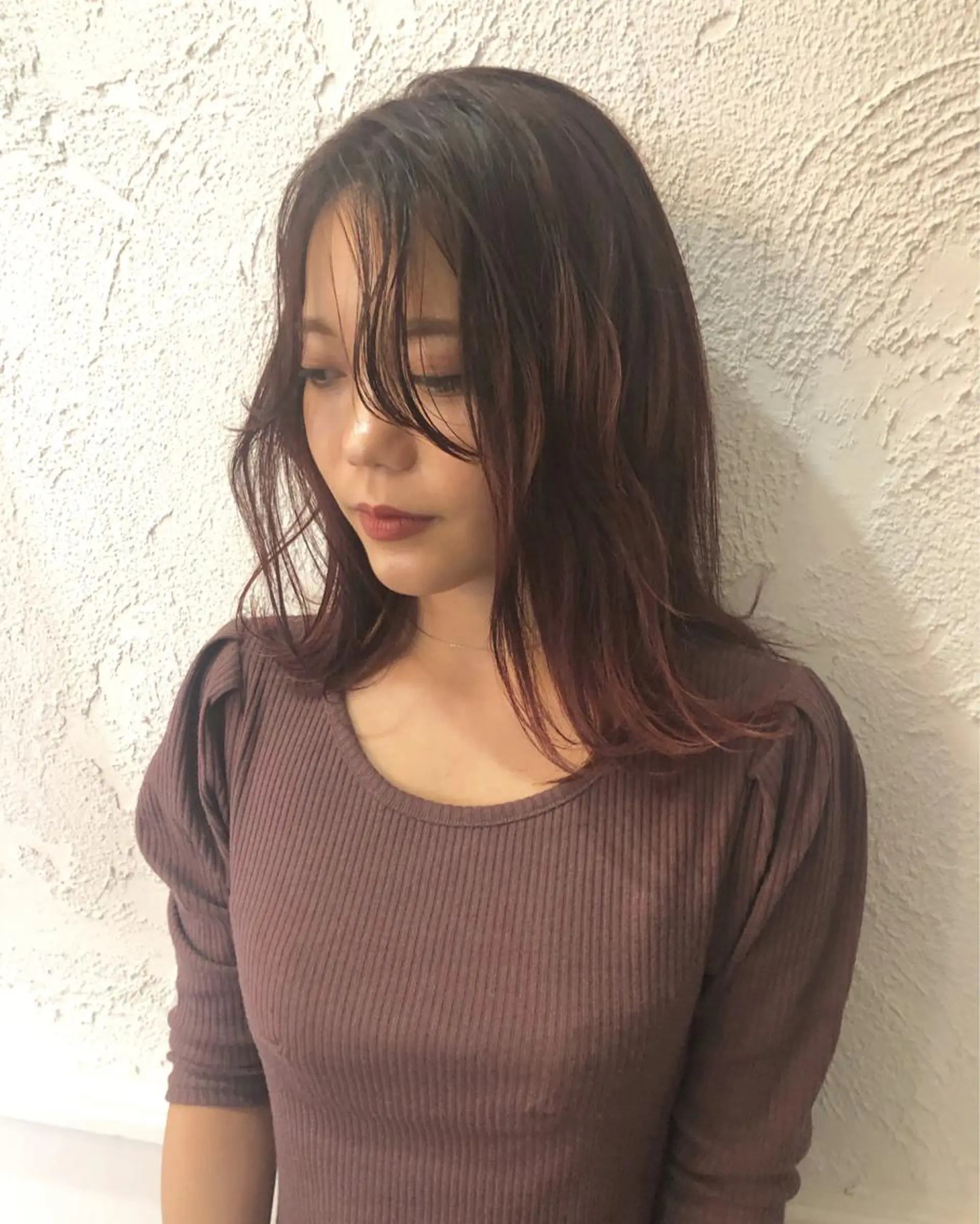 セミロング カラー グラデーションカラー ピンクカラー ヘアカラー トリートメント 江原 彩華のヘアスタイル