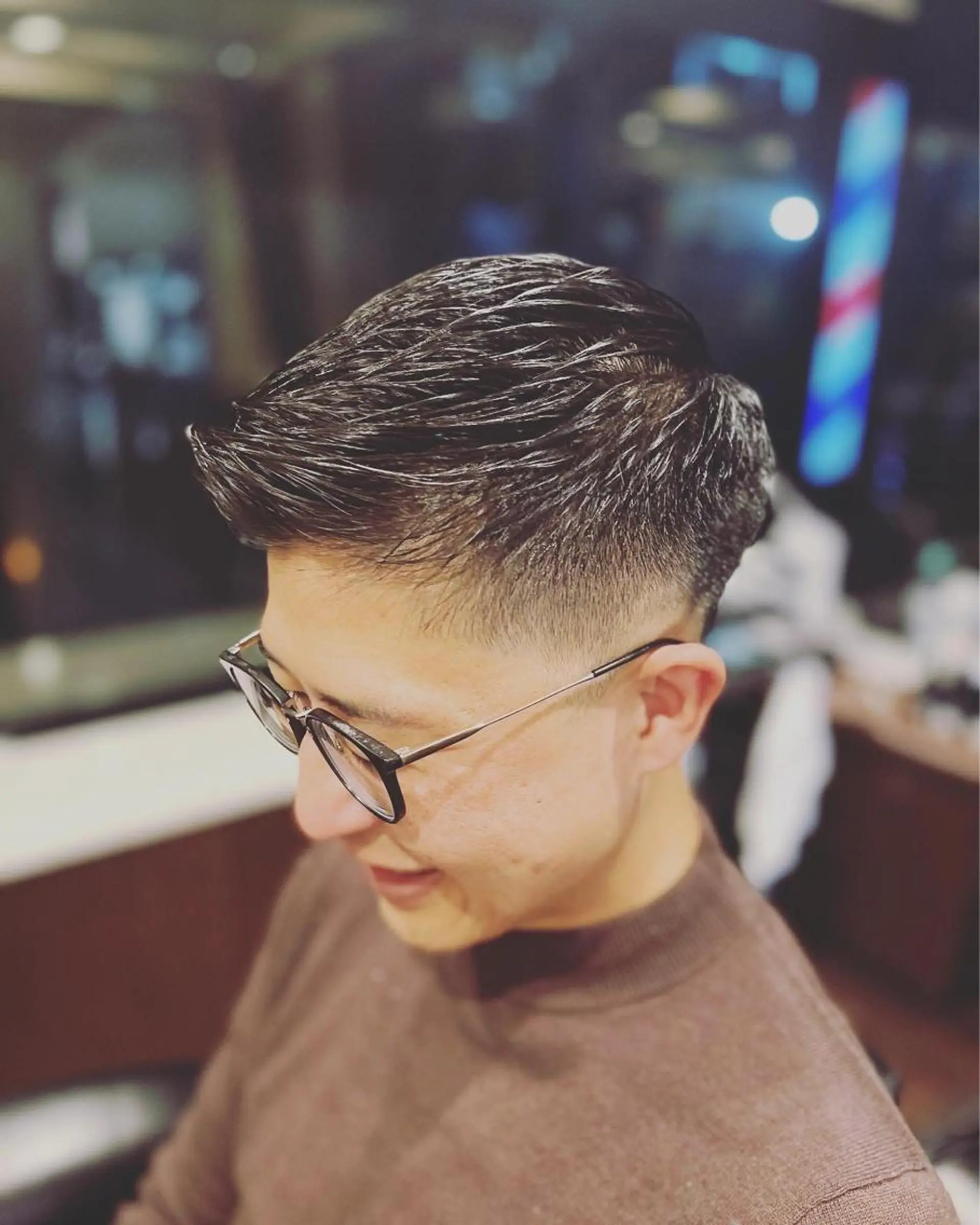 ショート メンズ アップバング フェードカット カット 銀座バルビエグラン 角田雅樹（夜限定）のヘアスタイル