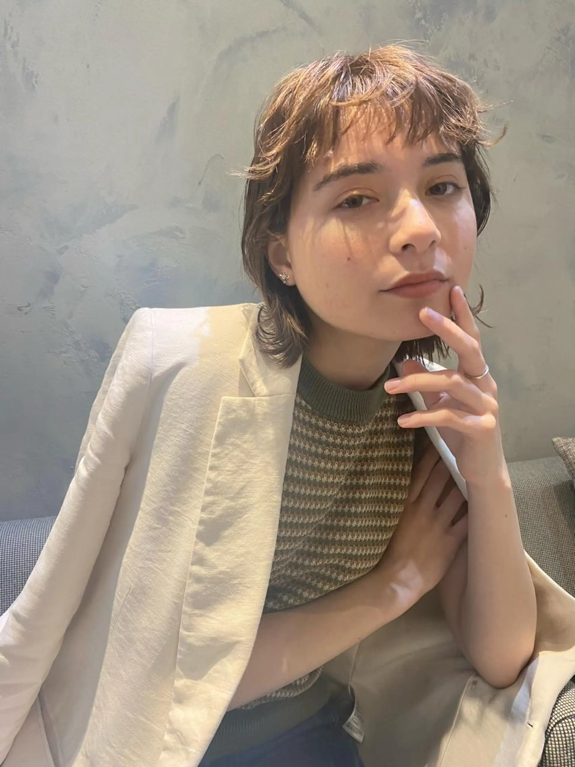 セミロング カラー salowin梅田茶屋町suite所属・ハイトーンヘア/ 島崎　タクミのヘアスタイル