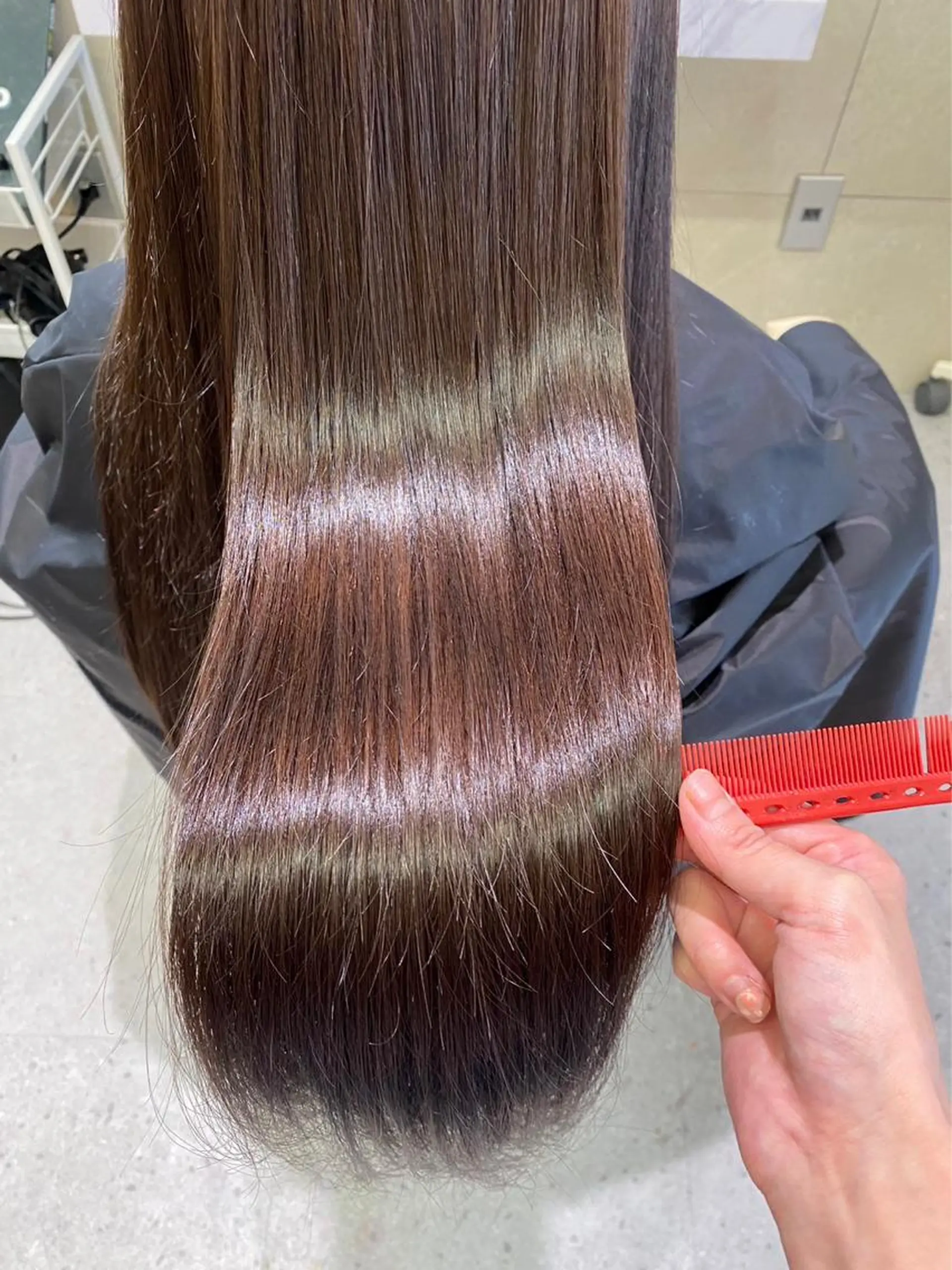 ロング カット 縮毛矯正 トリートメント ambleluxe 🌈透明感カラー中野のヘアスタイル