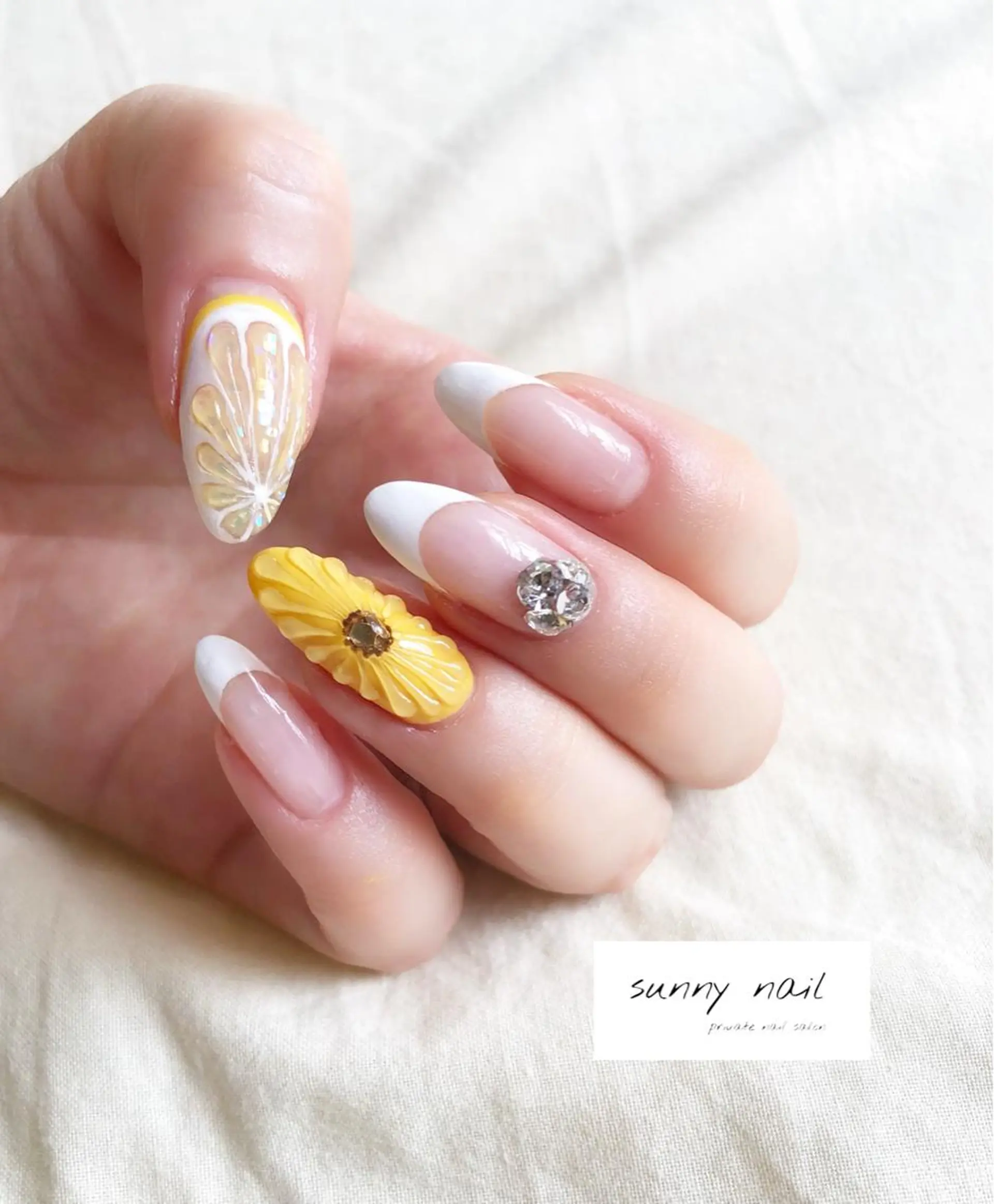 ネイル アートネイル フレンチネイル ジェルネイル ニュアンスネイル オレンジ sunny nailのネイルデザイン