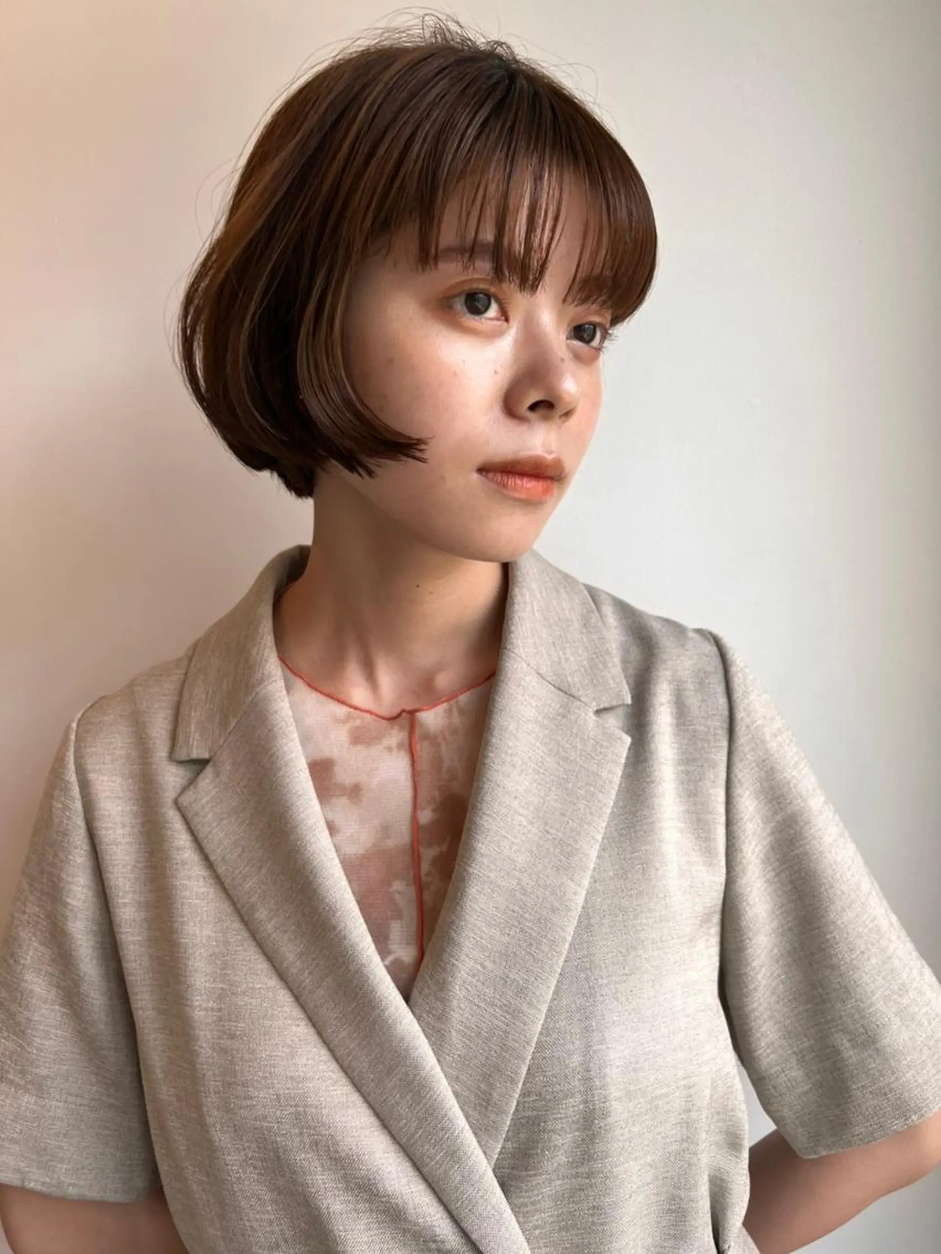 ミディアム カラー パーマ ショートボブ ミディアムパーマ アディクシーカラー ブリーチ ケアブリーチ カット ヘアカラー CEINE OURのヘアスタイル