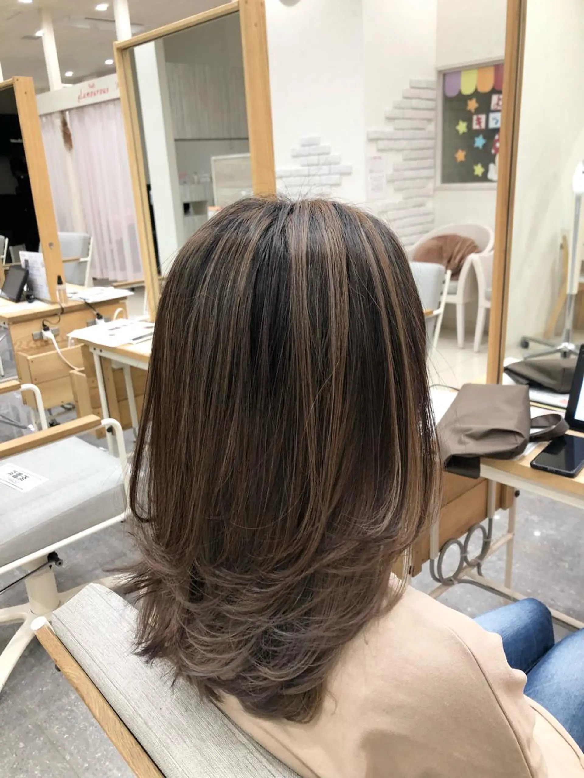 セミロング カラー 太白区/白髪ぼかし ハイライト/千葉達人のヘアスタイル