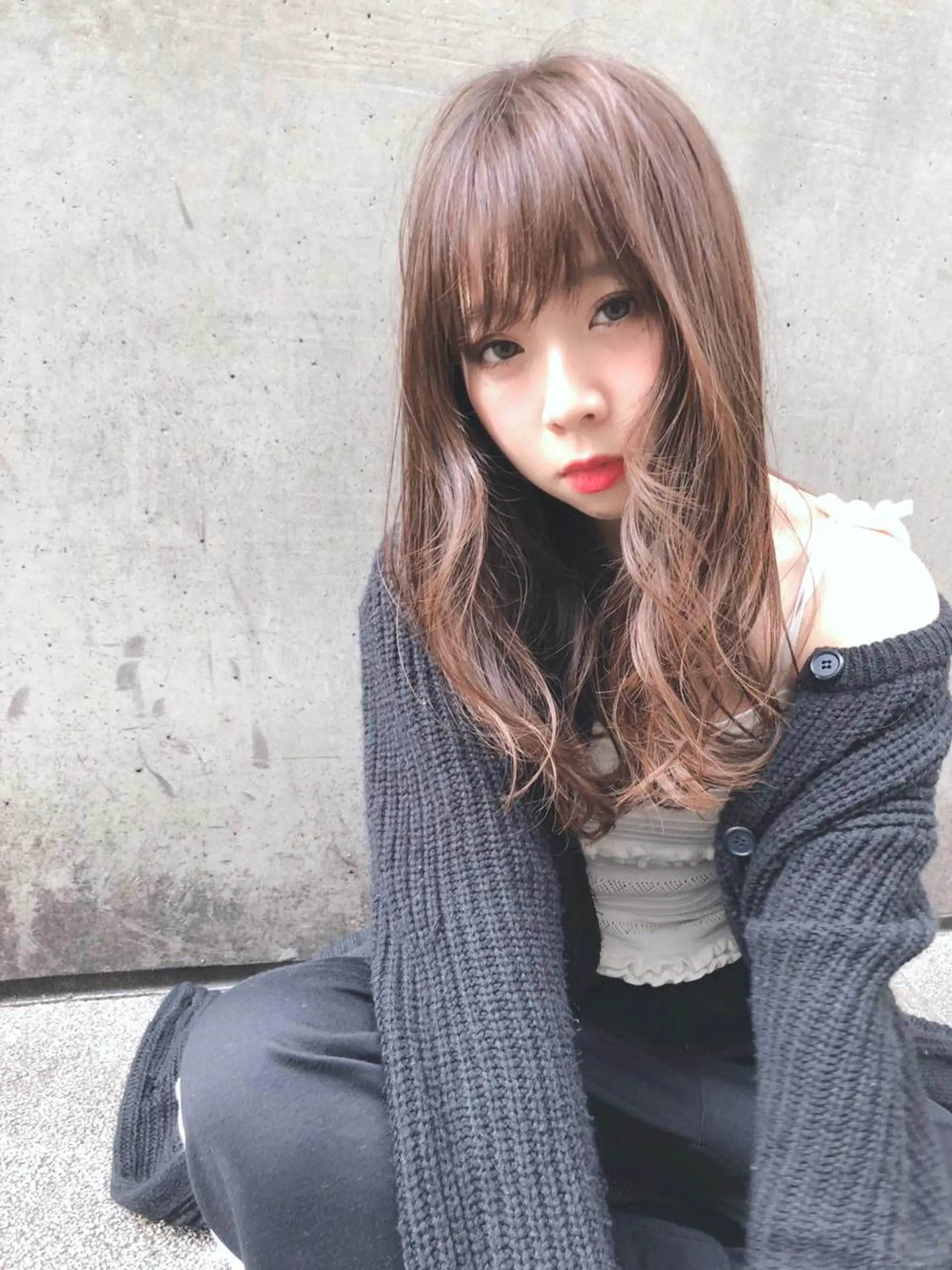 セミロング カラー 髪質改善 中川　翔のヘアスタイル