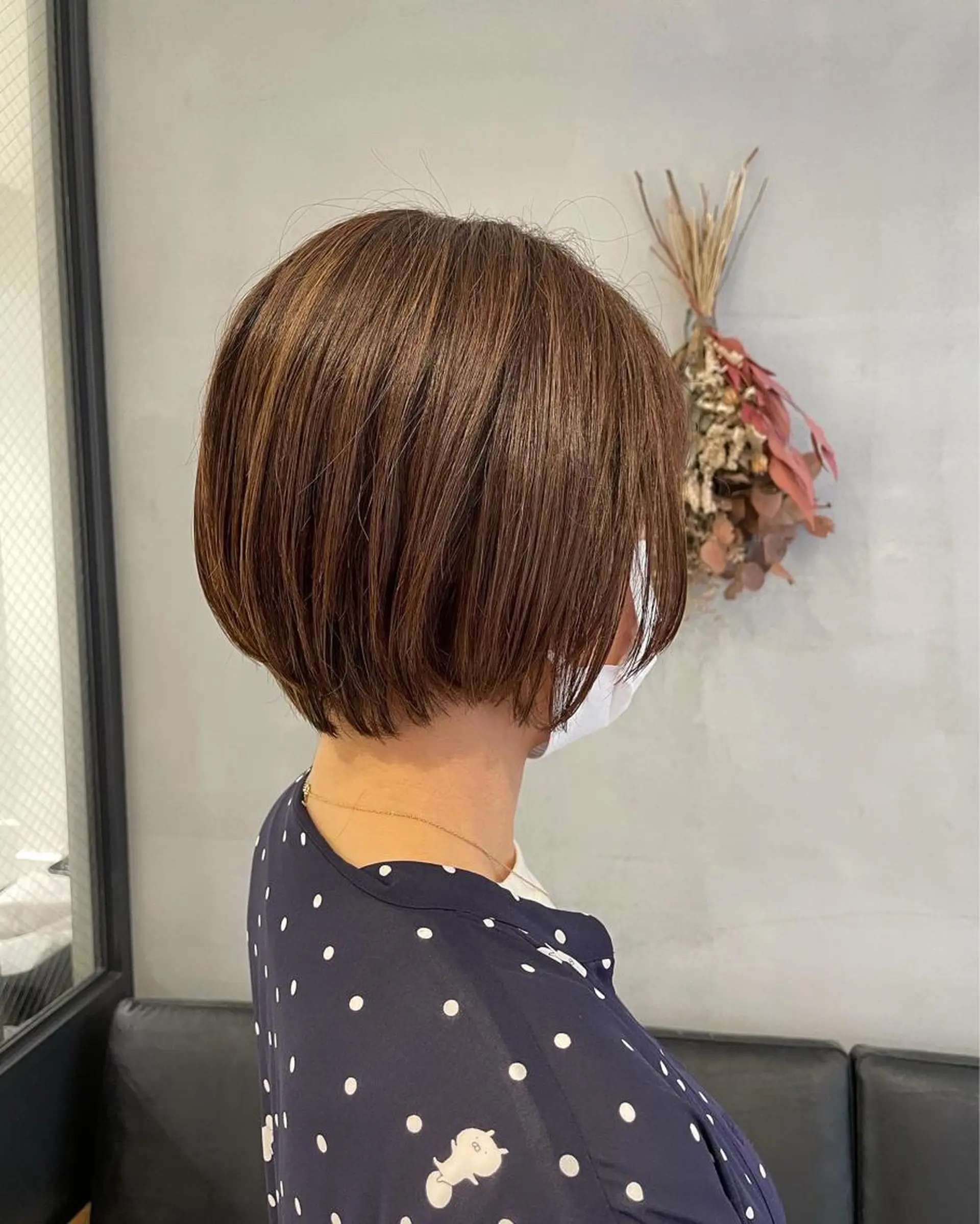 ショート 暖色カラー🍊 ボブ🌿顔周りcutのヘアスタイル