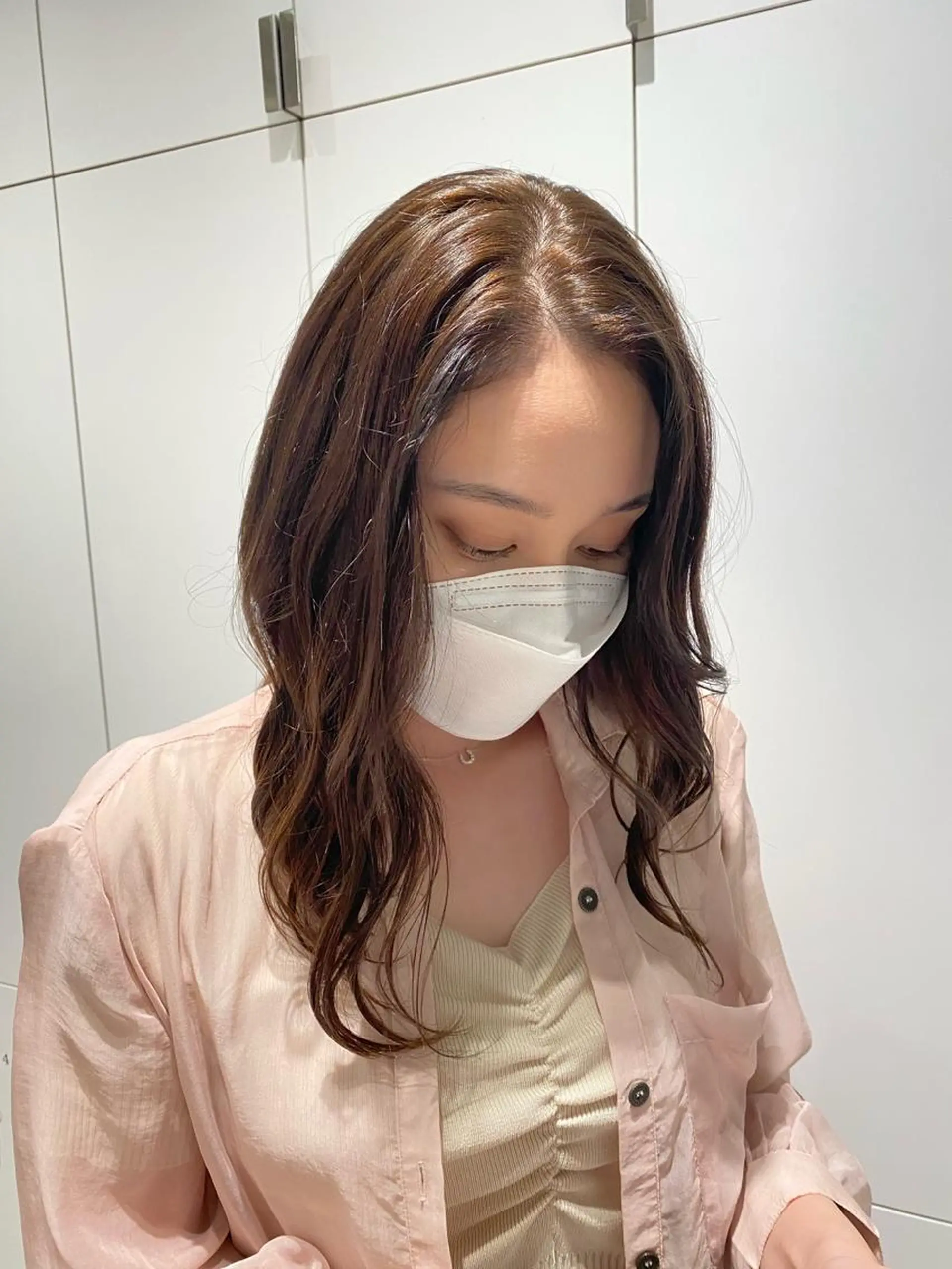 セミロング カラー カット ヘアカラー トリートメント ヘアセット ナチュラル/韓国💎 haruka 💎のヘアスタイル