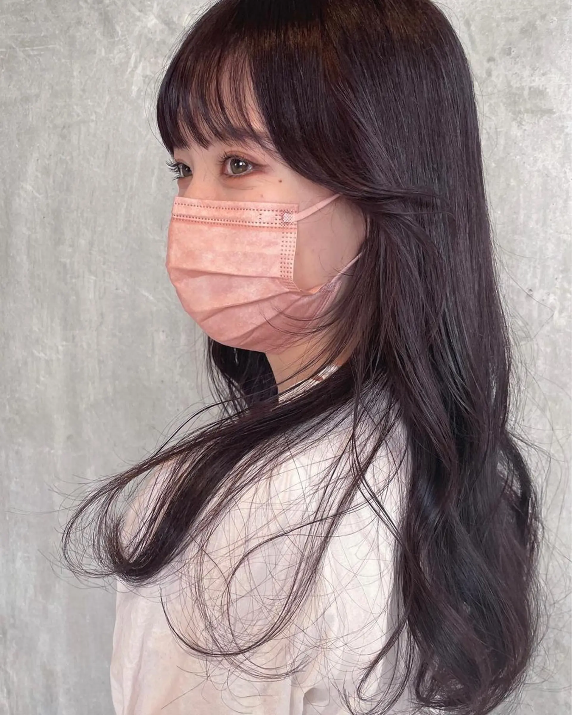 ロング カラー 黒髪 パープルカラー パープルブラック 韓国風ヘア risako🇰🇷 韓国ヘア/レイヤーのヘアスタイル