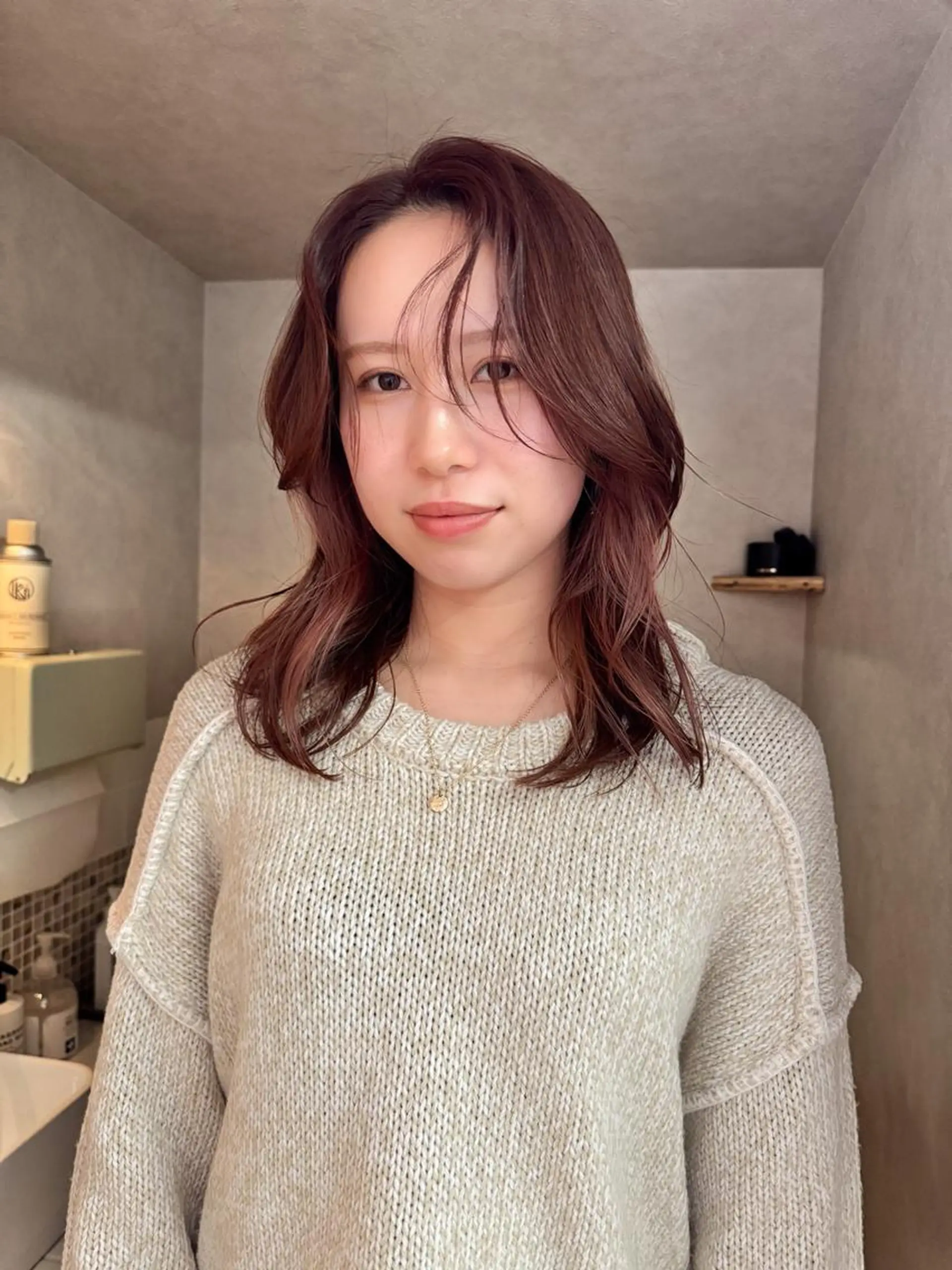 セミロング カラー nelke/レイヤー 立川/ブリーチのヘアスタイル