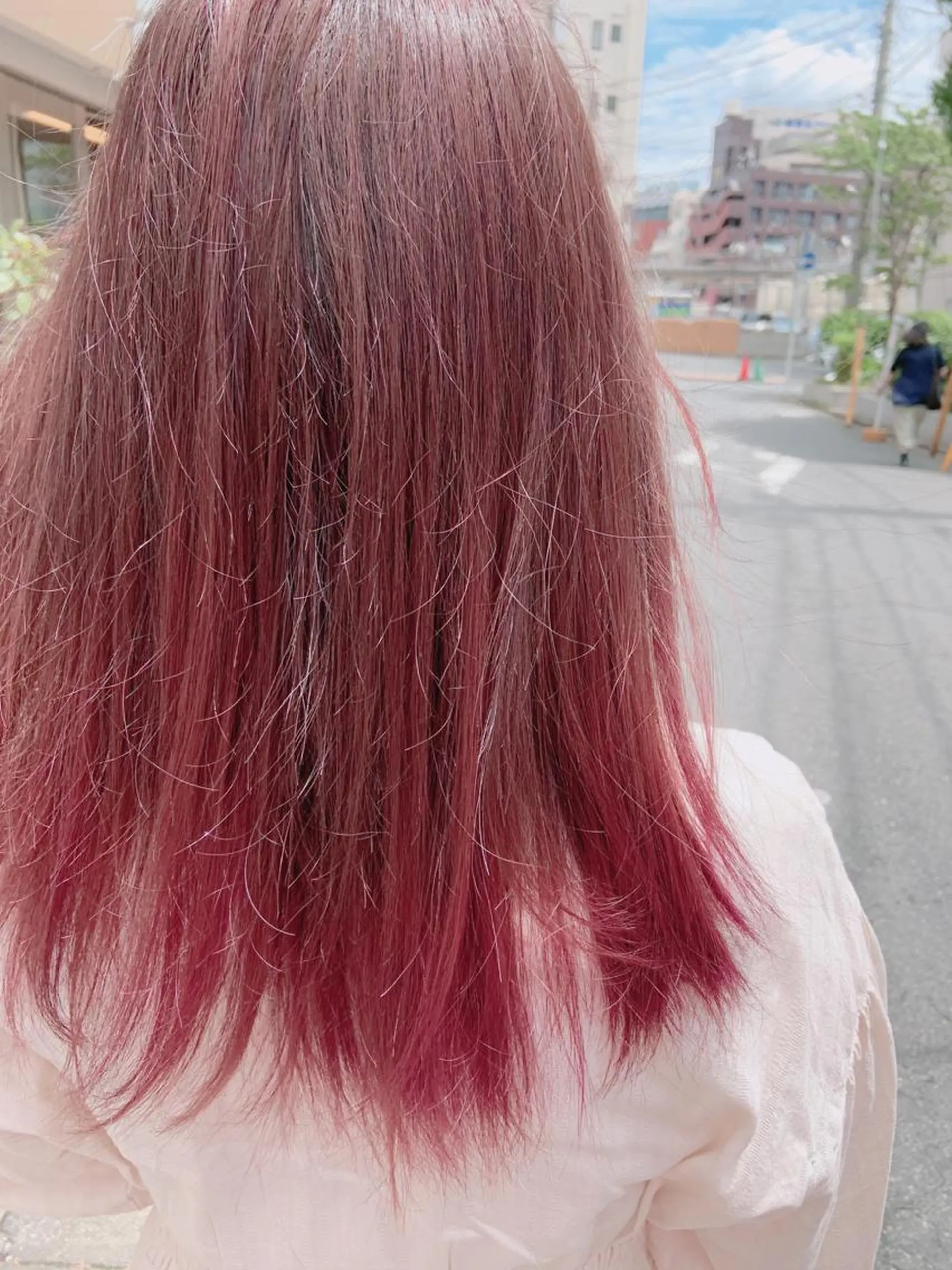 セミロング カラー ブリーチ グラデーションカラー ピンクカラー 韓国hair🦋 Nanaのヘアスタイル