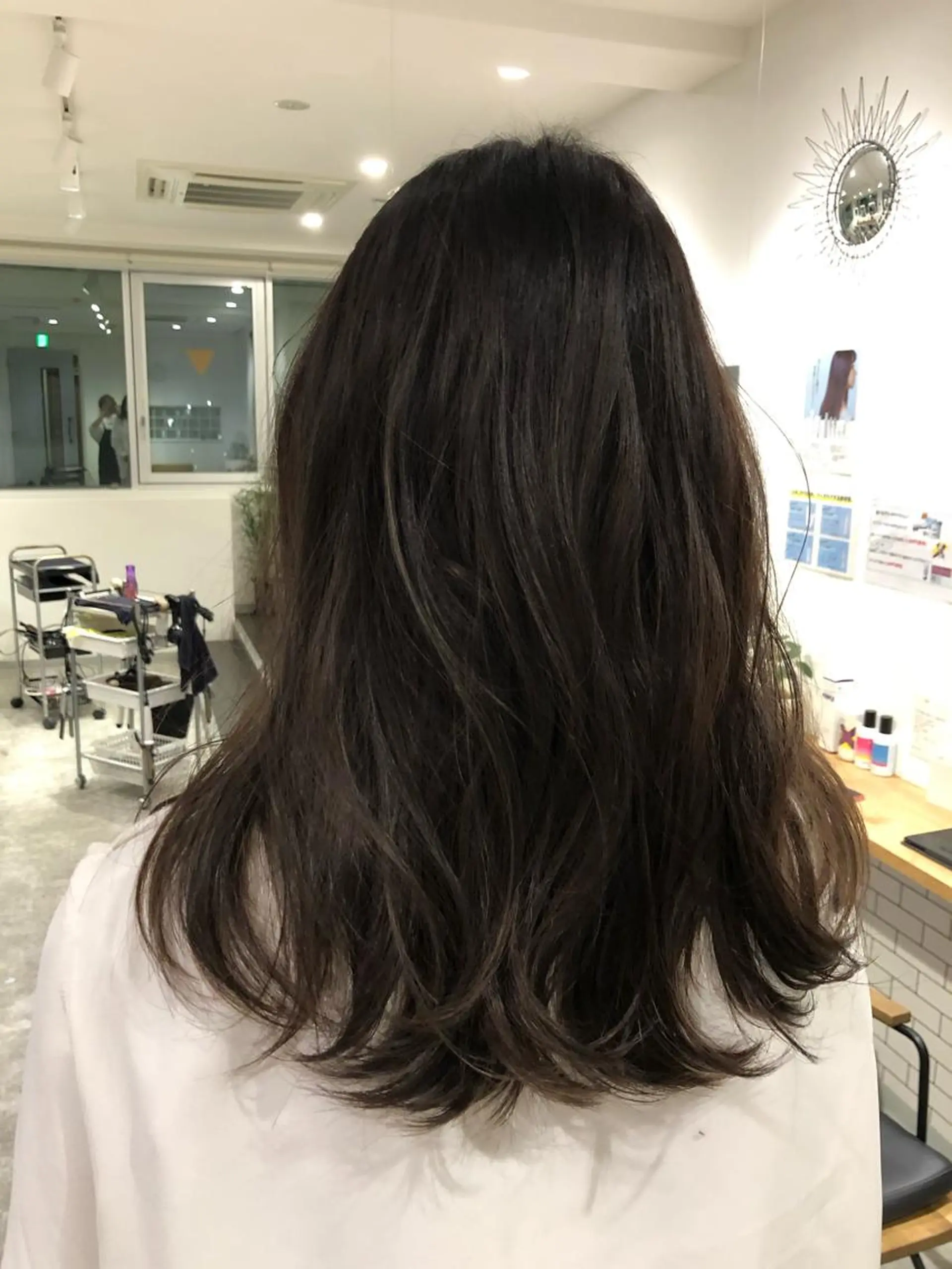 セミロング カラー ハイライトカラー ハイライト 京都美容師 塩のヘアスタイル