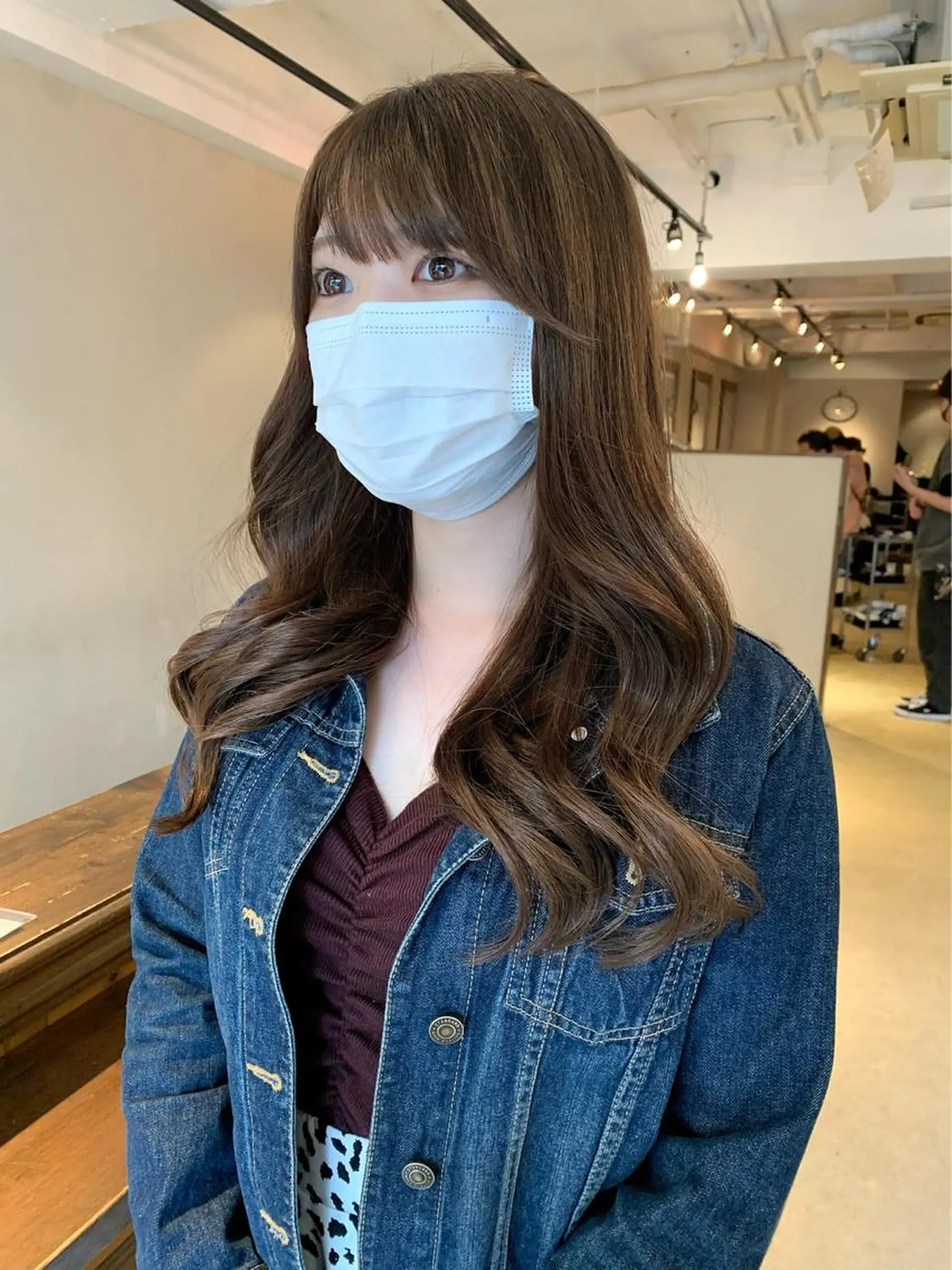 ロング カラー アッシュ ミストバング ブルーカラー ブルーグレー ブルーグレージュ 透明感/オリーブ/ グレージュ/YUKAのヘアスタイル