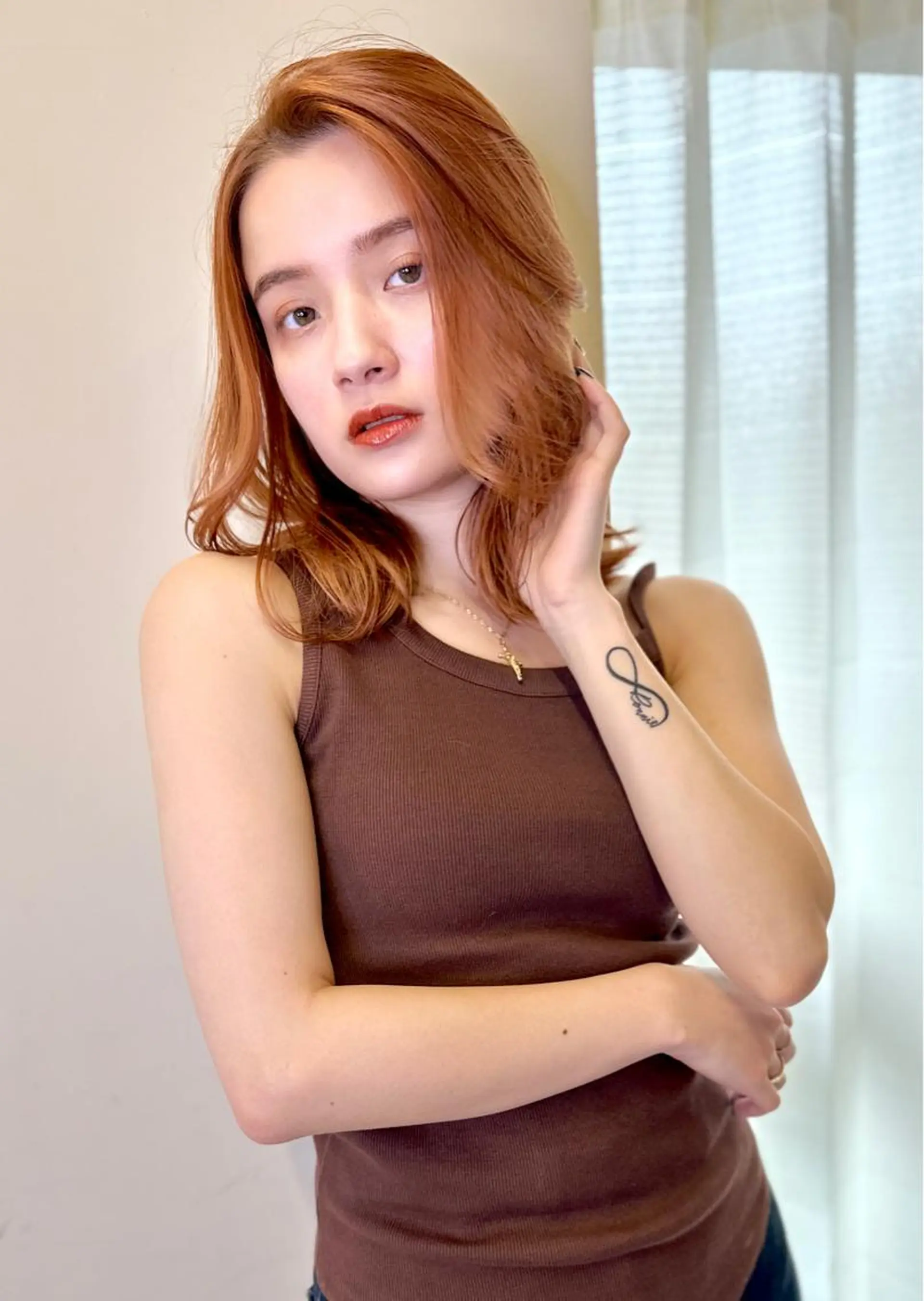 セミロング カラー オレンジ ヘアカラー トリートメント opus 店長大和 レイヤー/赤み消しのヘアスタイル