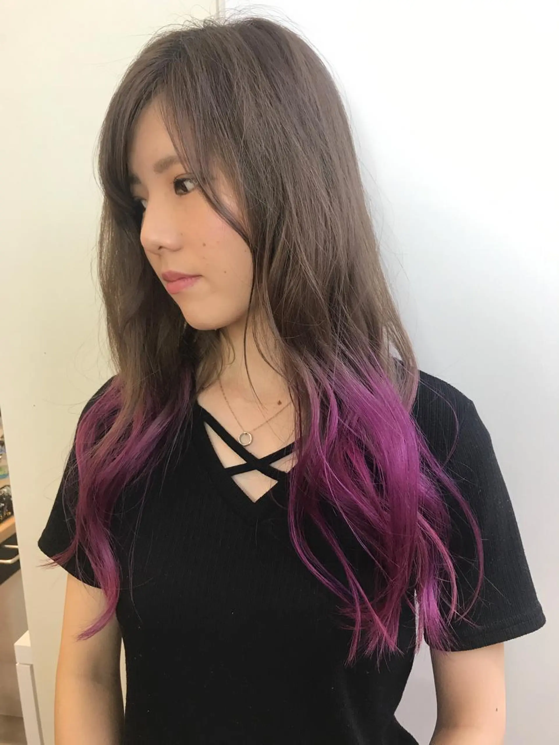 ロング カラー ピンクカラー パープルカラー カット ヘアカラー トリートメント インナーエクステ渋谷 🦋KAJIのヘアスタイル