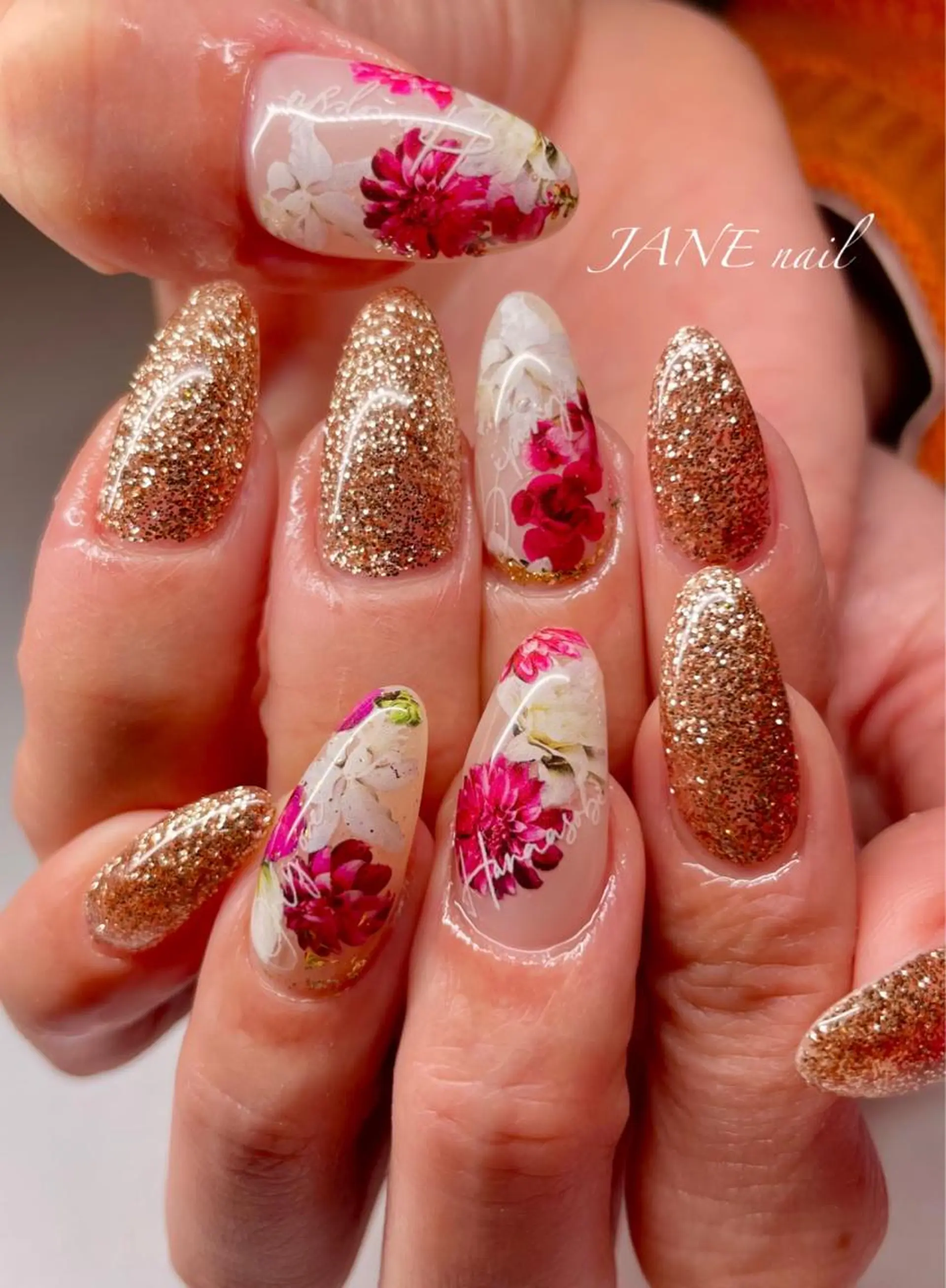 ネイル フラワーネイル フットネイル ロングネイル ピンク スカルプネイル ハンドネイル Nail Salon JANEのネイルデザイン