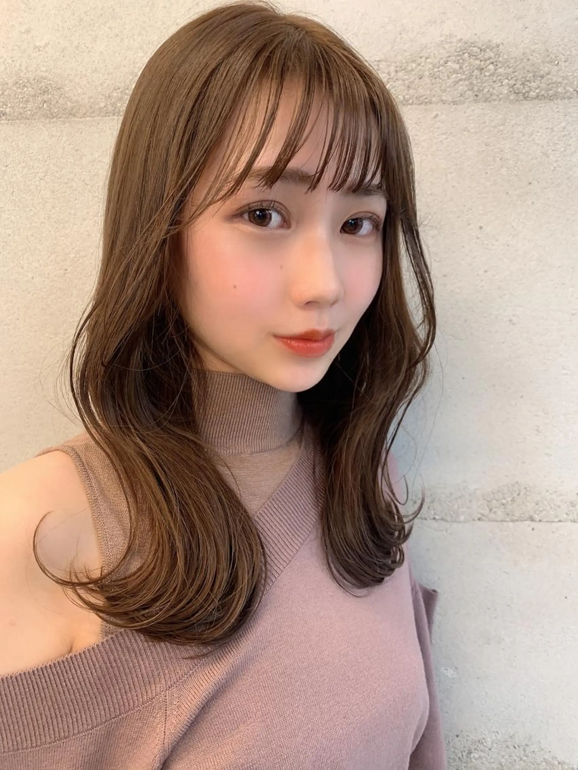 ミディアム カラー カット ヘアカラー トリートメント ヘッドスパ ヘアセット 透明感/オリーブ/ グレージュ/YUKAのヘアスタイル