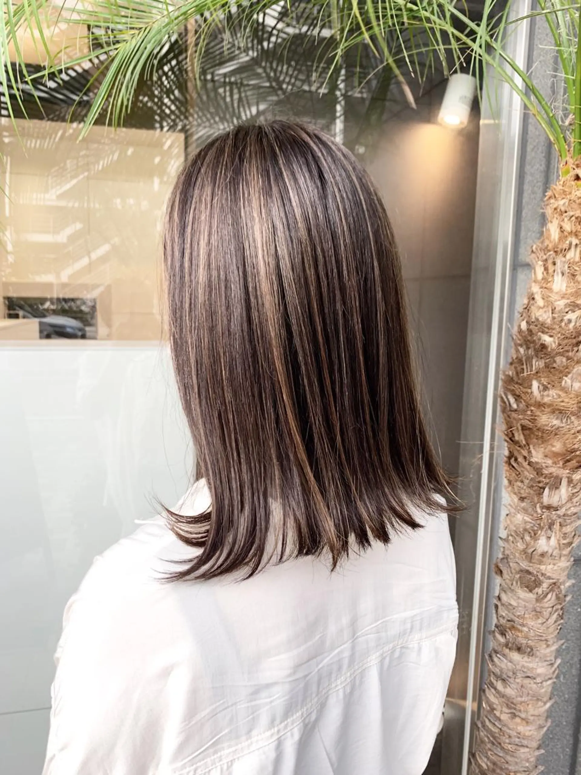 ミディアム ハイライト レイヤー×縮毛矯正 深見 拓のヘアスタイル