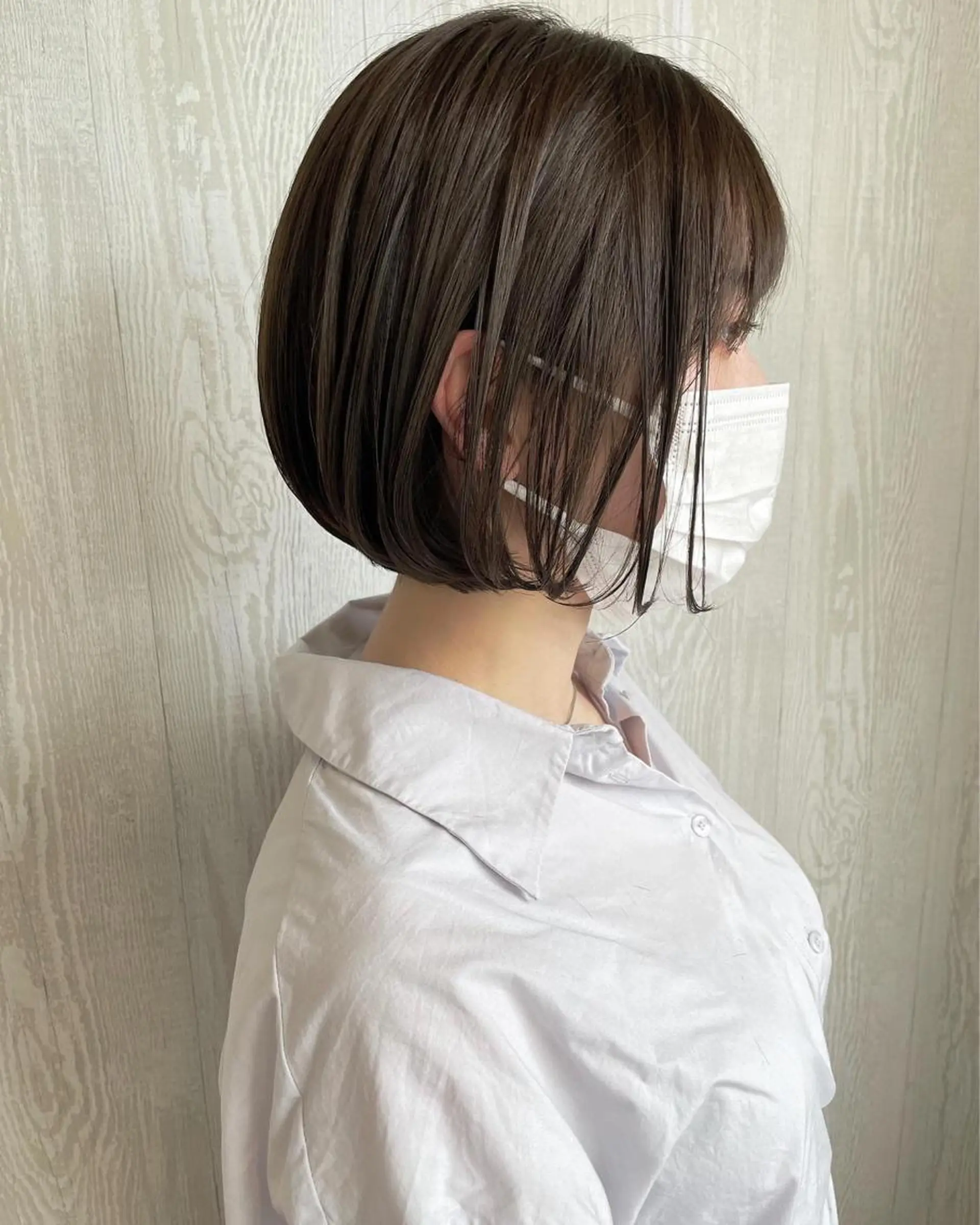 ショート カラー アッシュ 透明感カラー ダークグレー ダークグレージュ グレージュ カット ヘアカラー トリートメント 河合秀明/ショート /ボブ/レイヤーのヘアスタイル