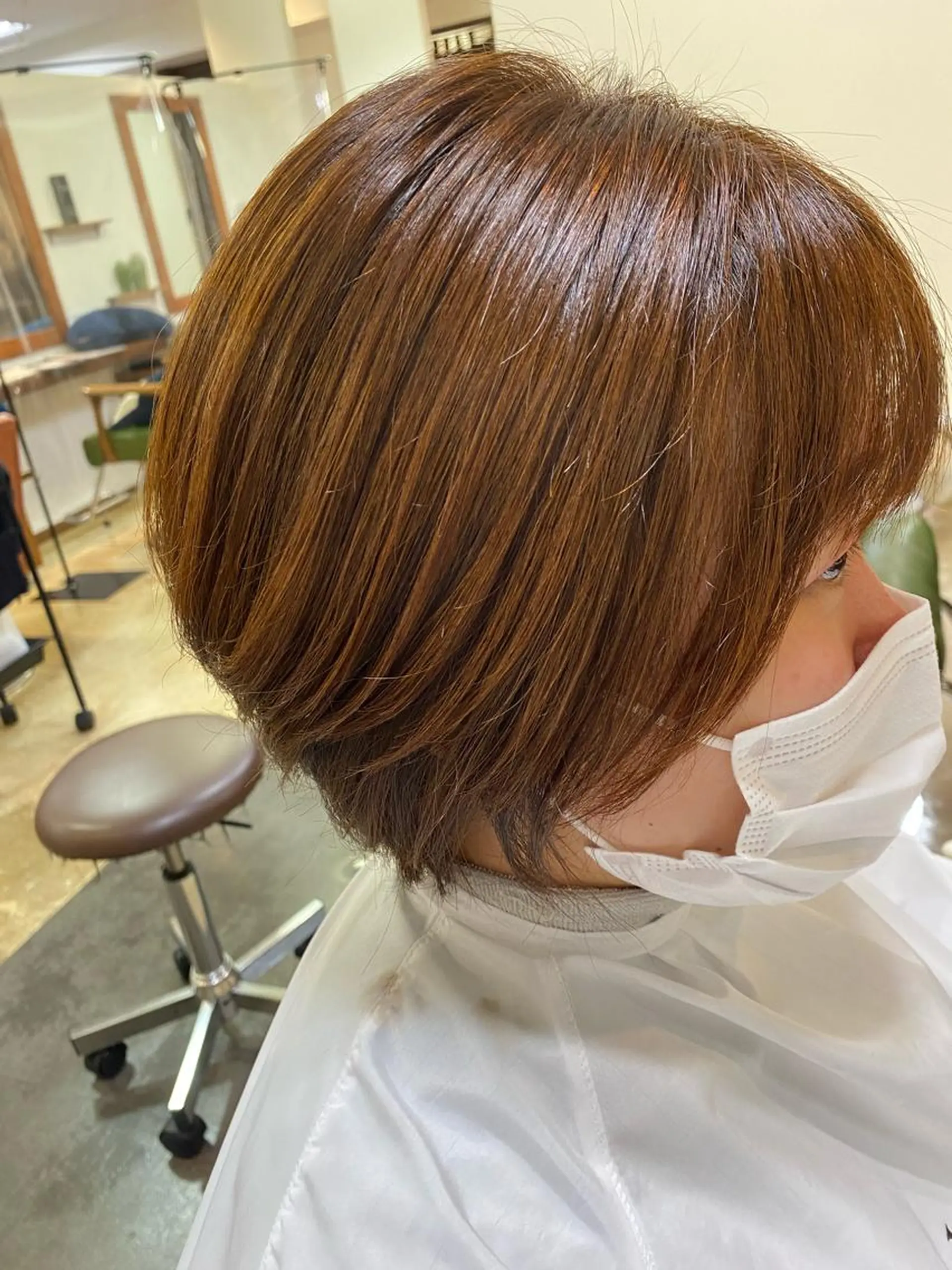 ショート カラー ベージュカラー オレンジ オレンジベージュ 金山/レイヤー カット/Hikariのヘアスタイル