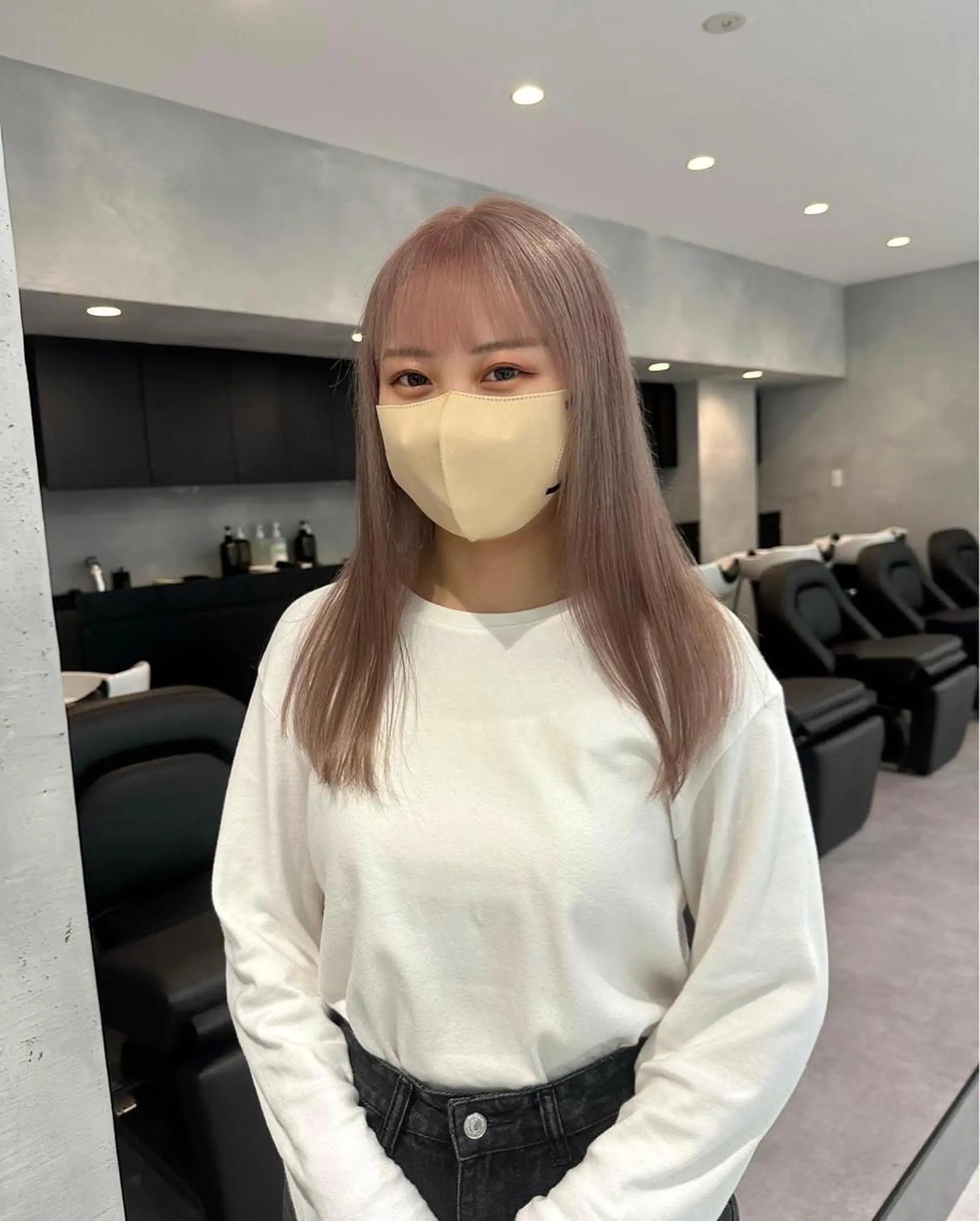 ミディアム カラー ベージュカラー ミルクティーベージュ ヘアカラー トリートメント 鈴木/ニュアンス パーマ/メンズのヘアスタイル