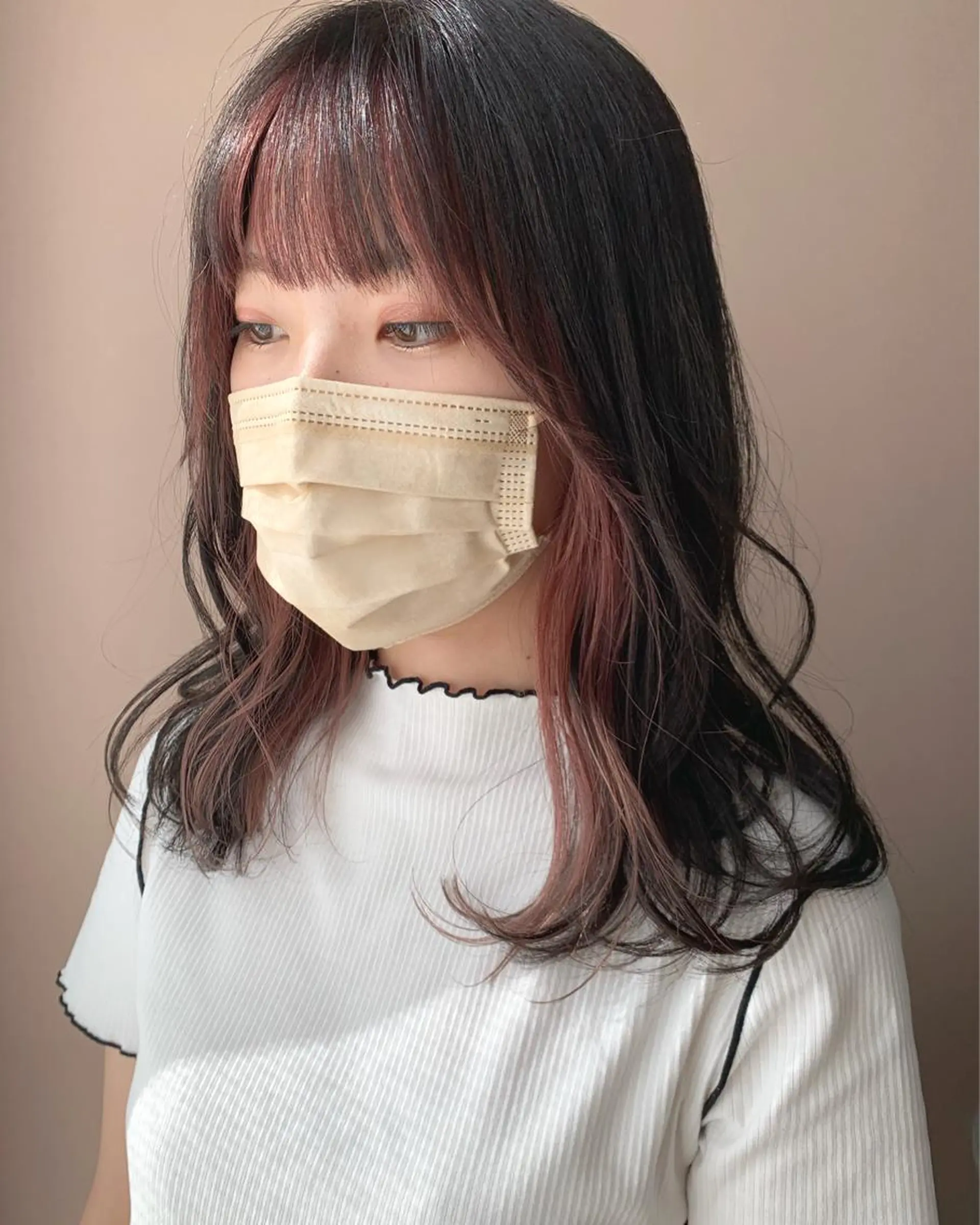 ロング カラー ベージュカラー インナーカラー ピンクカラー ピンクベージュ カット ヘアカラー トリートメント hub hair レイヤー/透明感のヘアスタイル